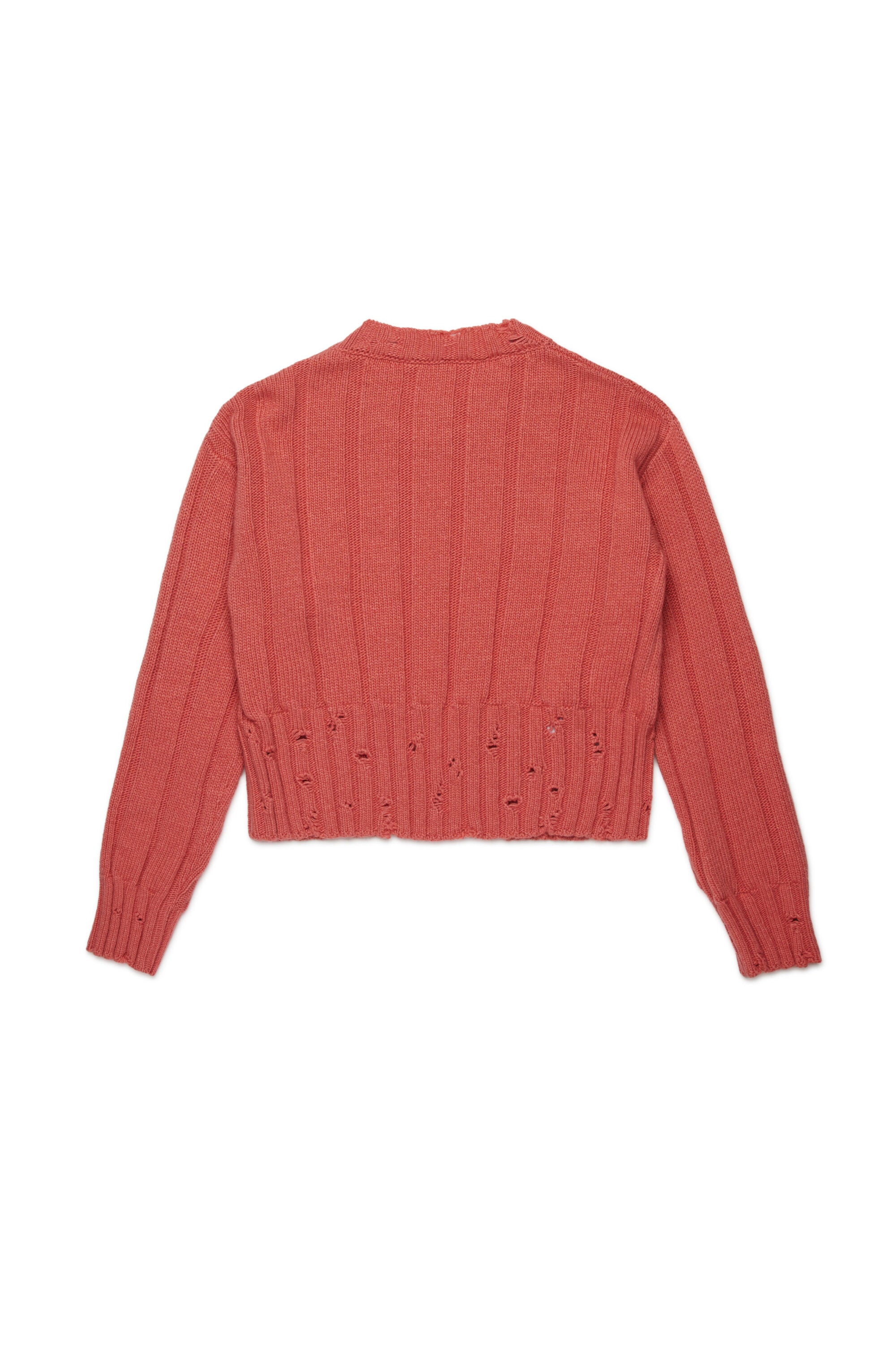 Pullover cropped in misto lana con rotture