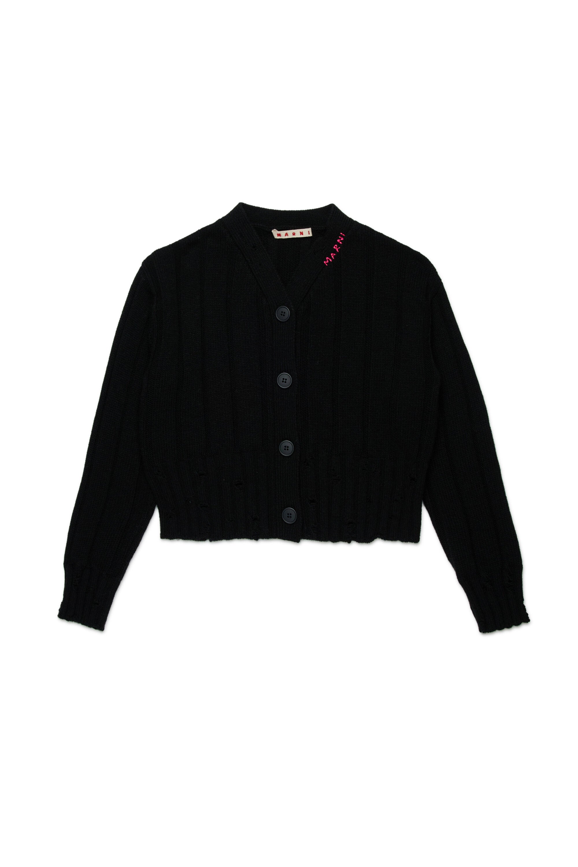 Strickjacke aus einer Wollmischung mit Unterbrechungen