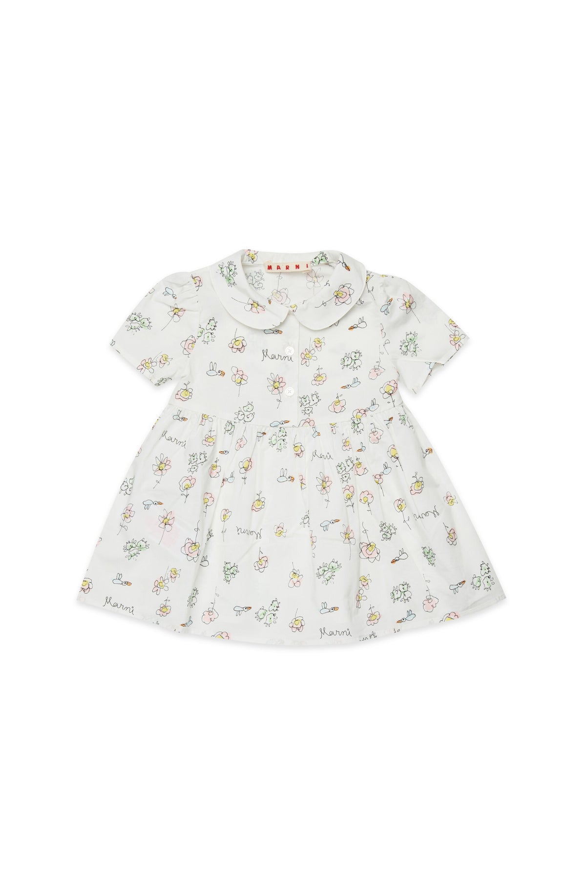 Vestido con estampado de flores y cuello redondeado