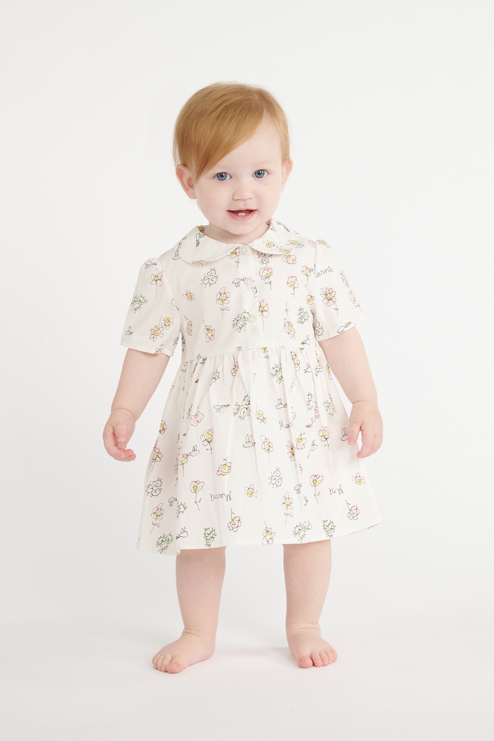 Kleid mit Blumenmuster und rundem Kragen