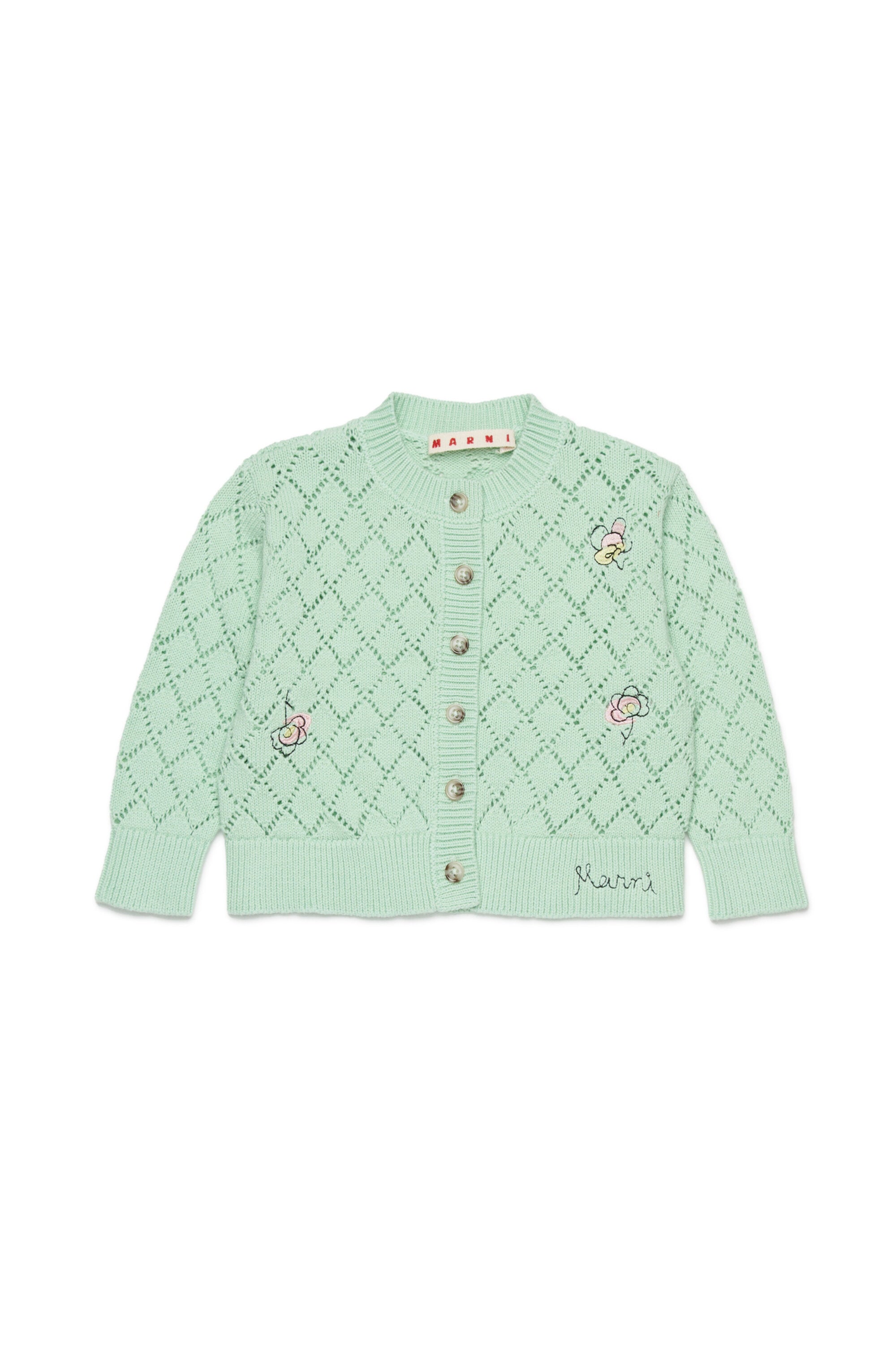 Cardigan ajouré avec broderie florale
