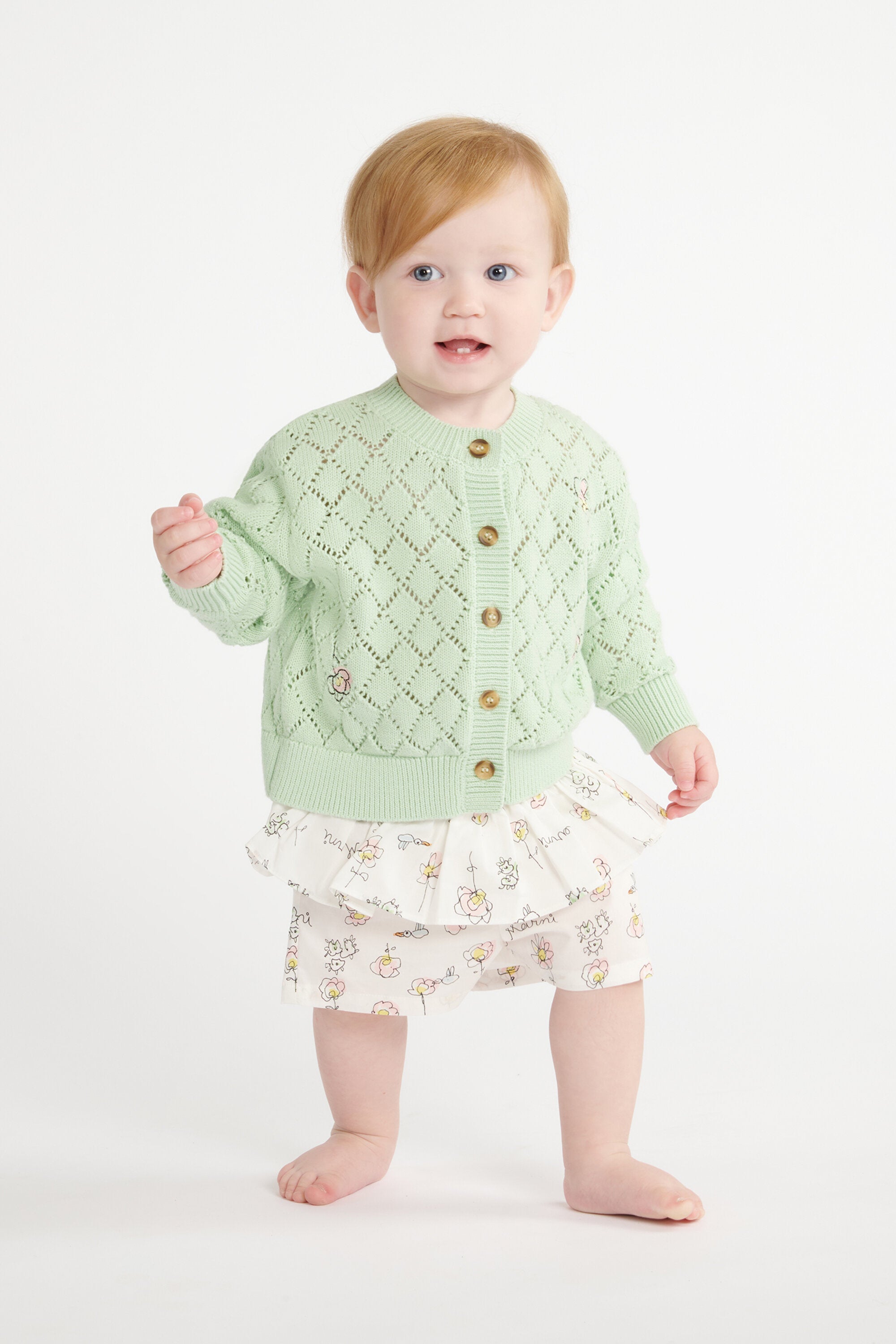 Openwork cardigan with floral embroidery