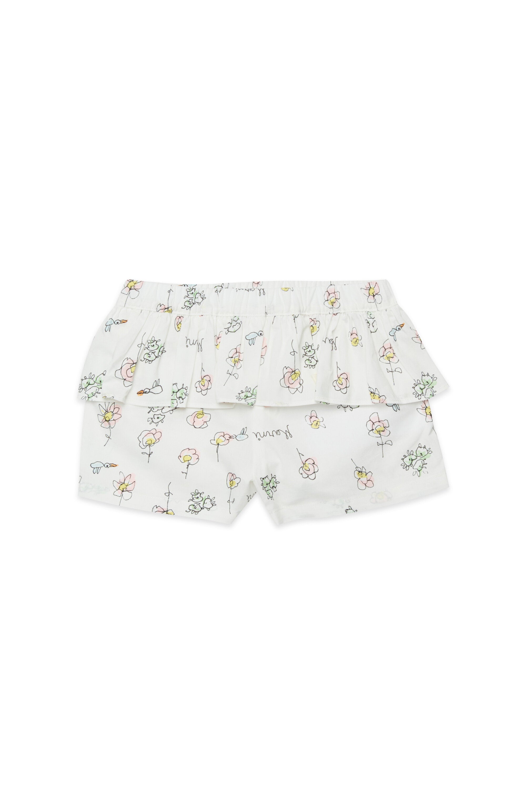 Shorts con balza e stampa a fiori
