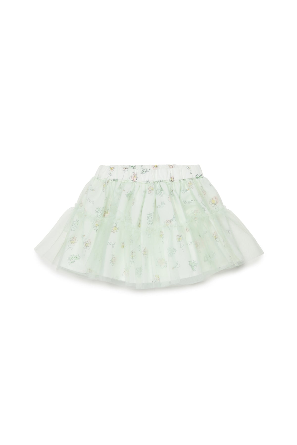 Falda de tul con estampado de flores