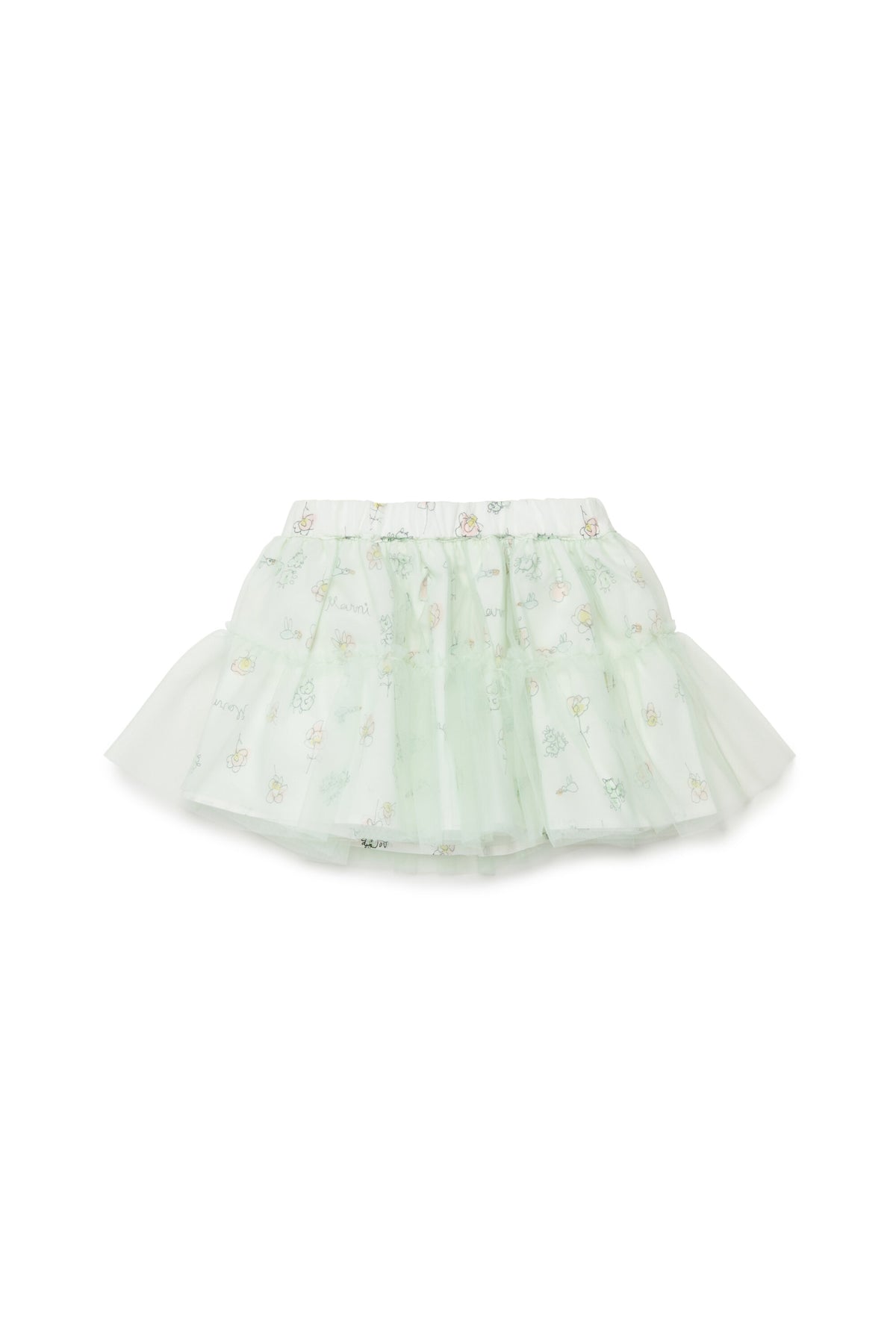 Falda de tul con estampado de flores