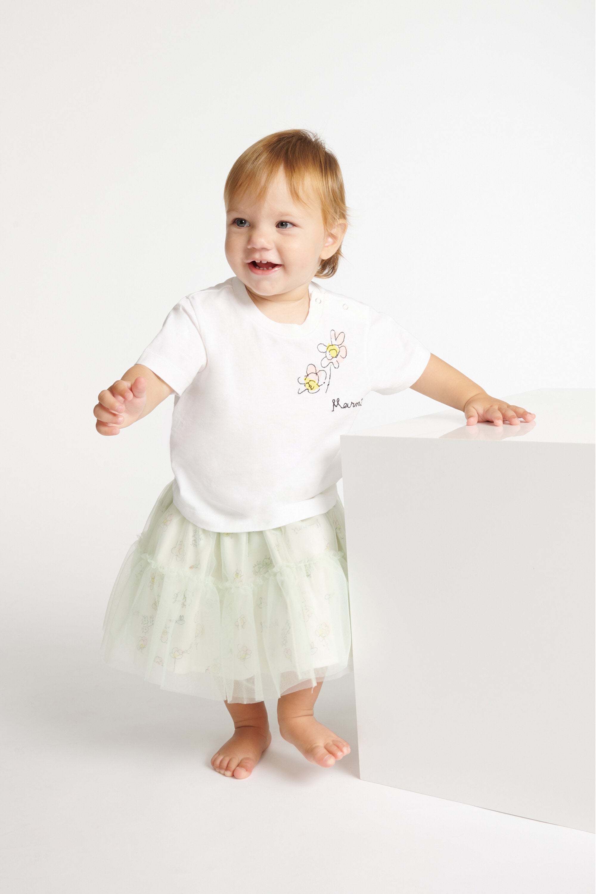 Jupe en tulle à motif fleuri