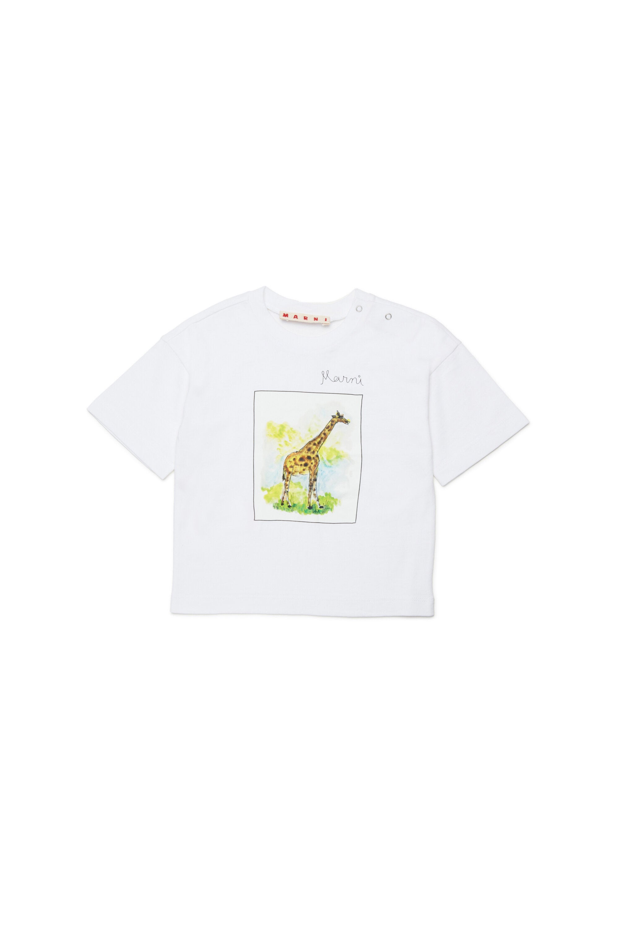 T-shirt con stampa giraffa e logo