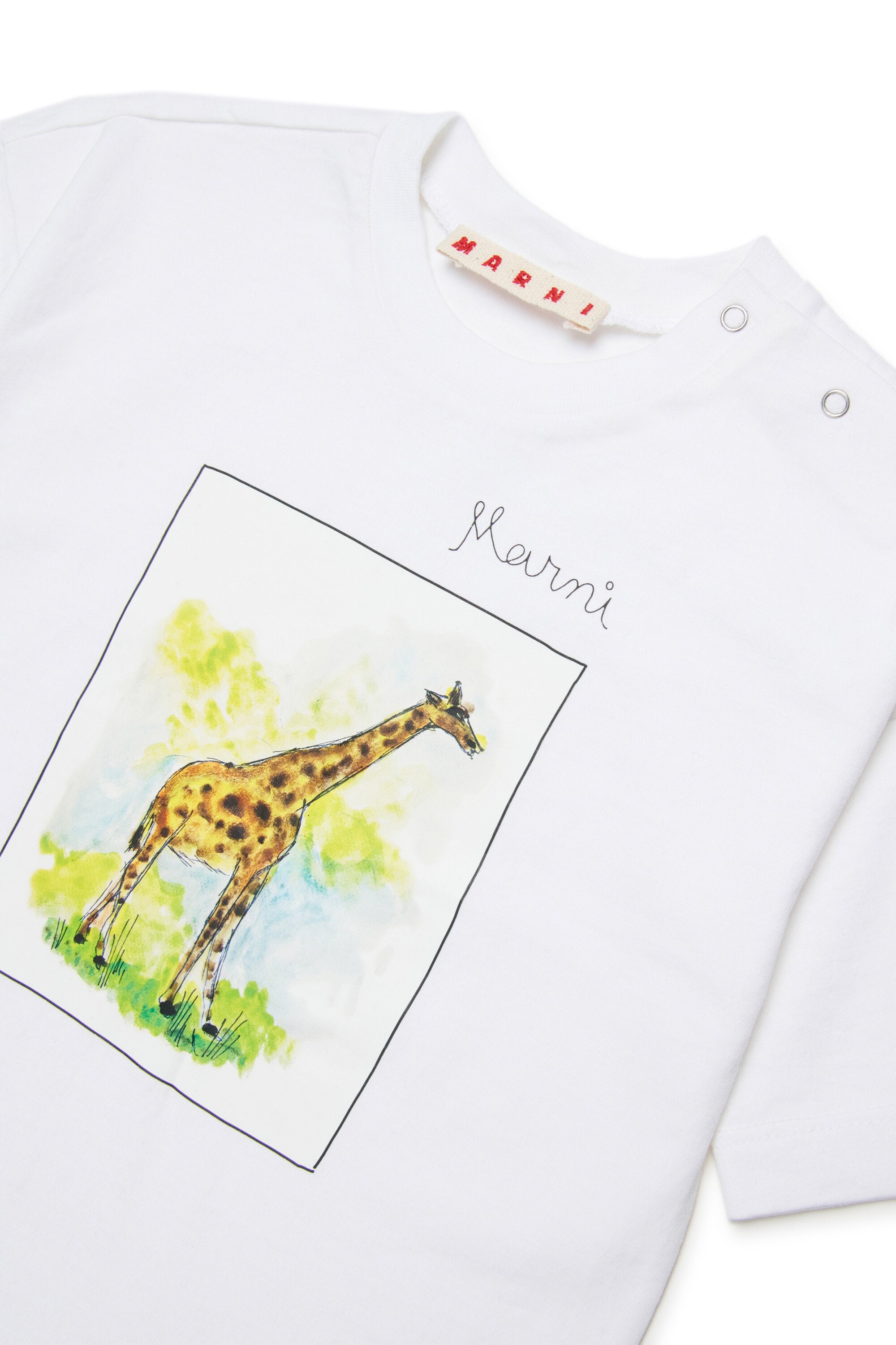 T-shirt con stampa giraffa e logo