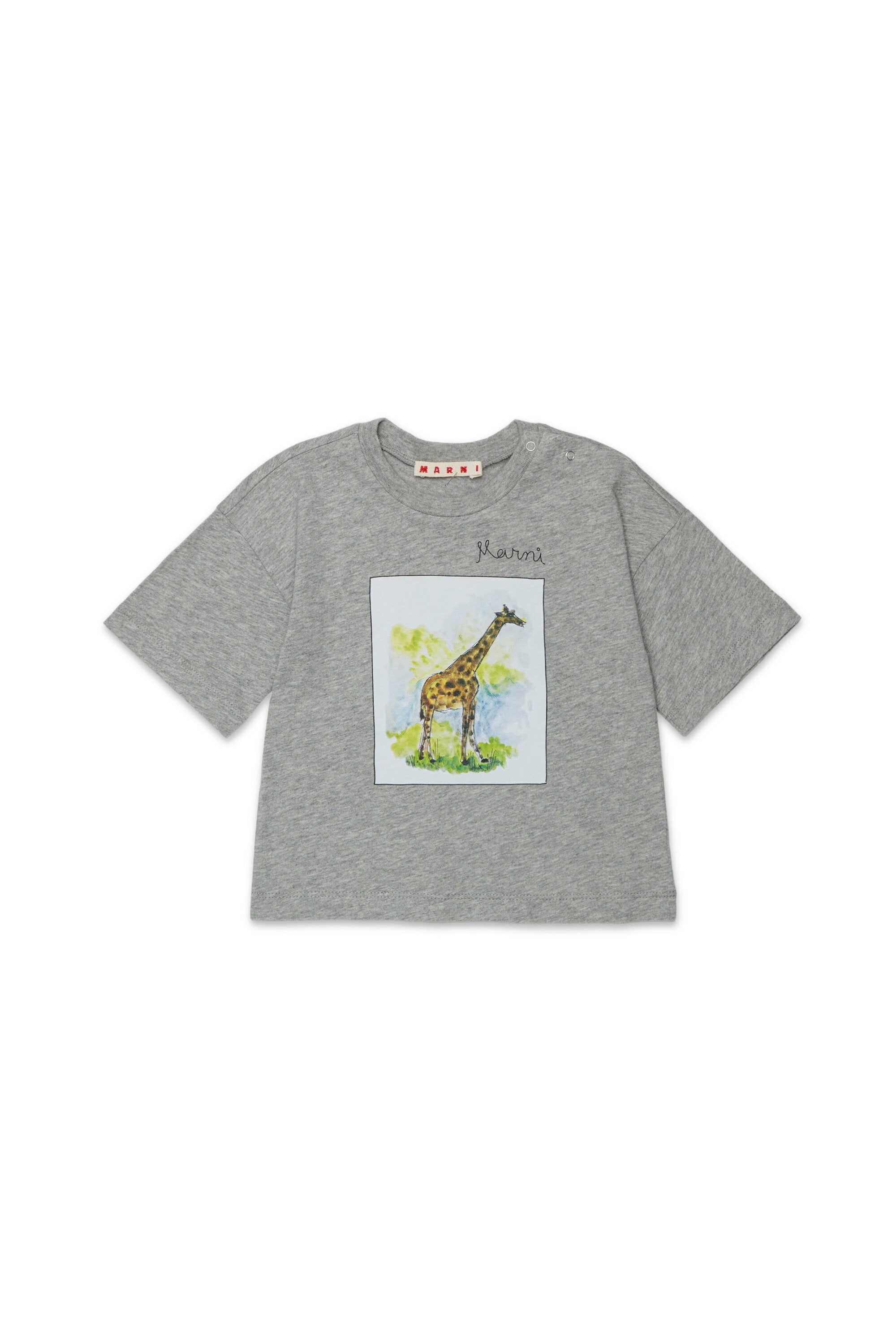 T-shirt con stampa giraffa e logo