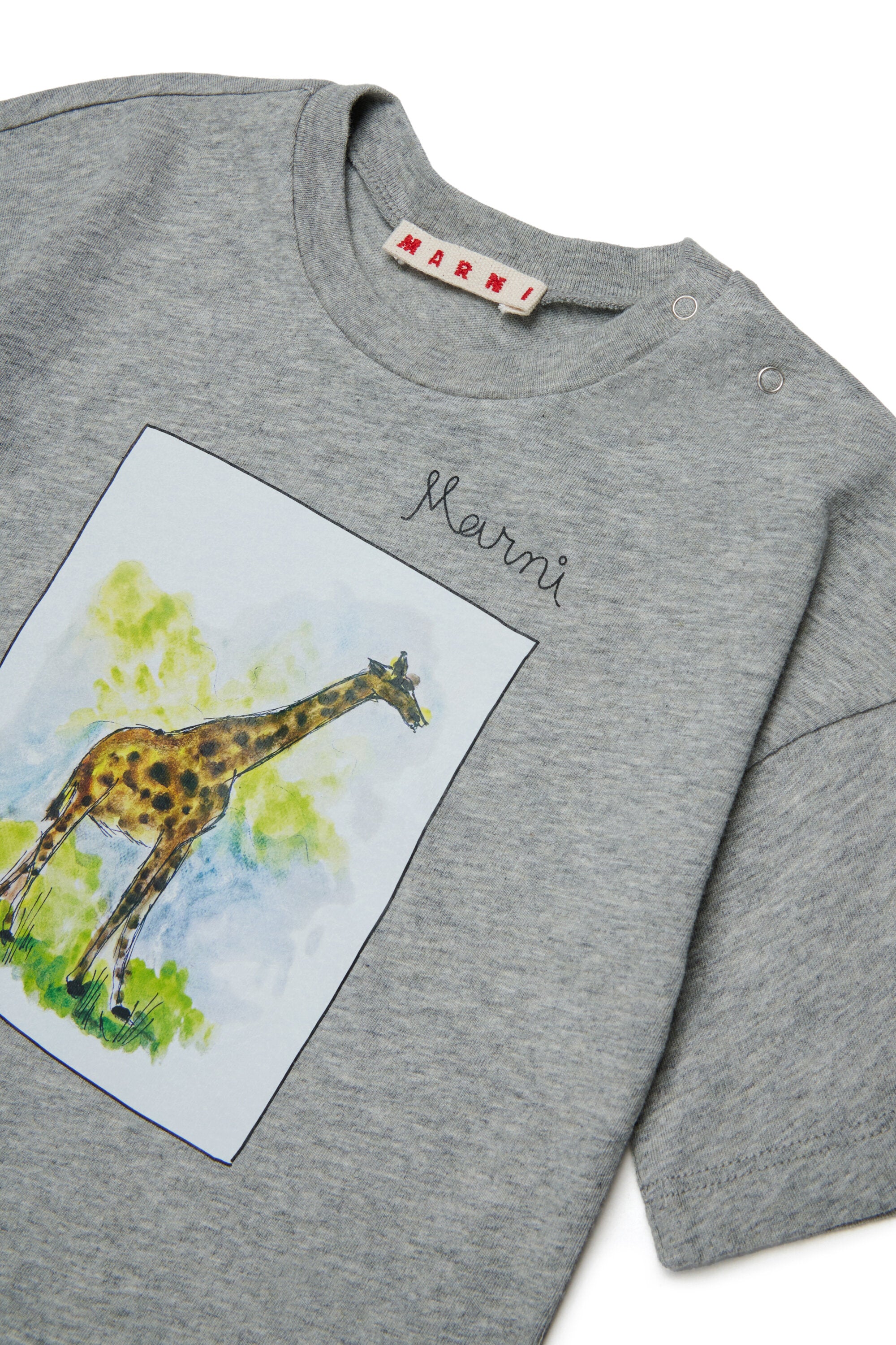 T-shirt con stampa giraffa e logo