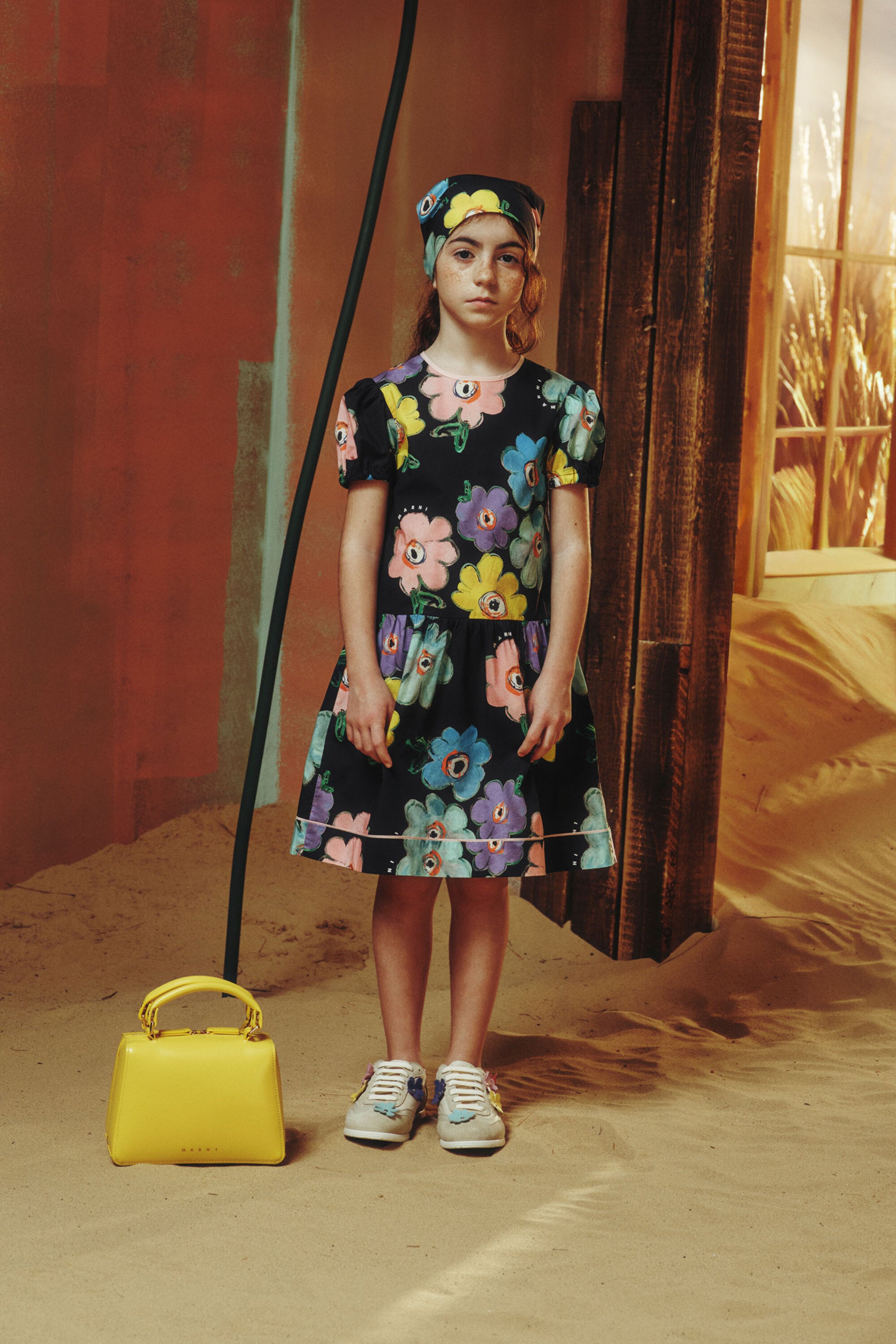Dress with colorful floral print