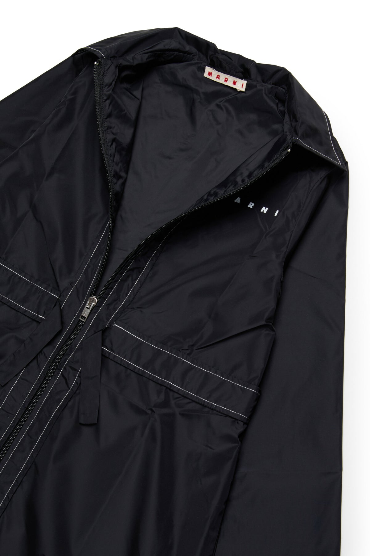 Long jacket with printed logo