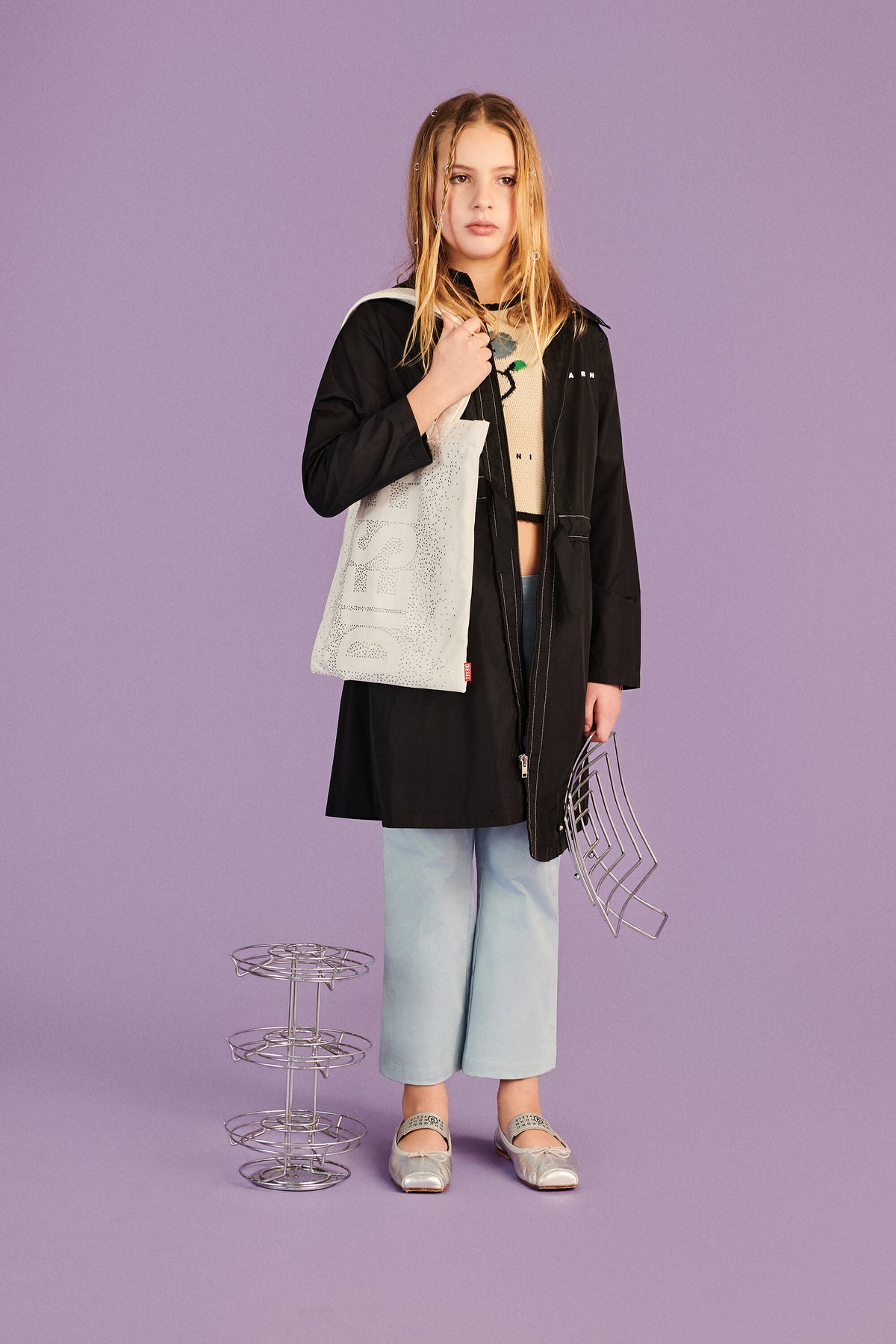 Long jacket with printed logo