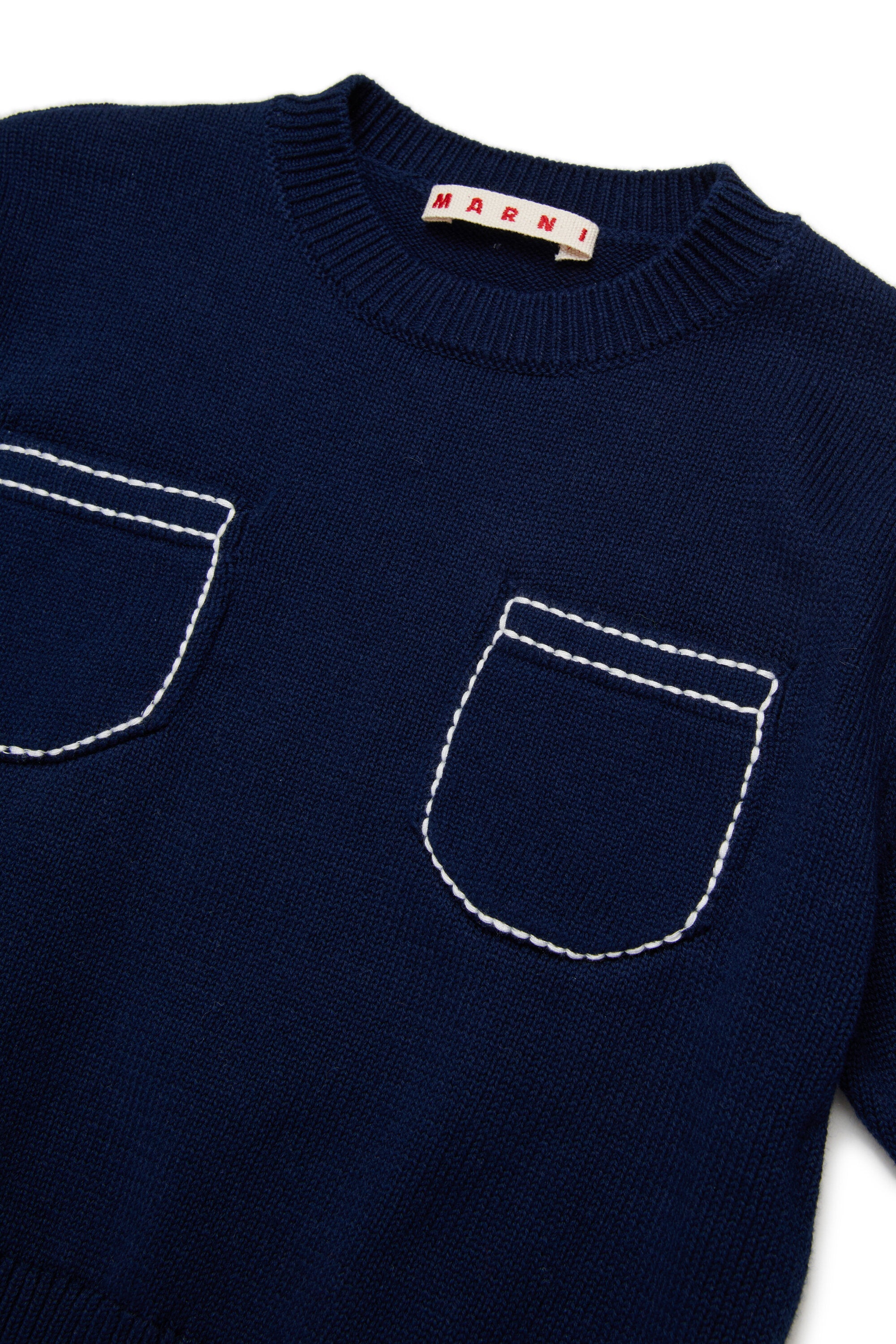 Pullover girocollo con tasche e logo