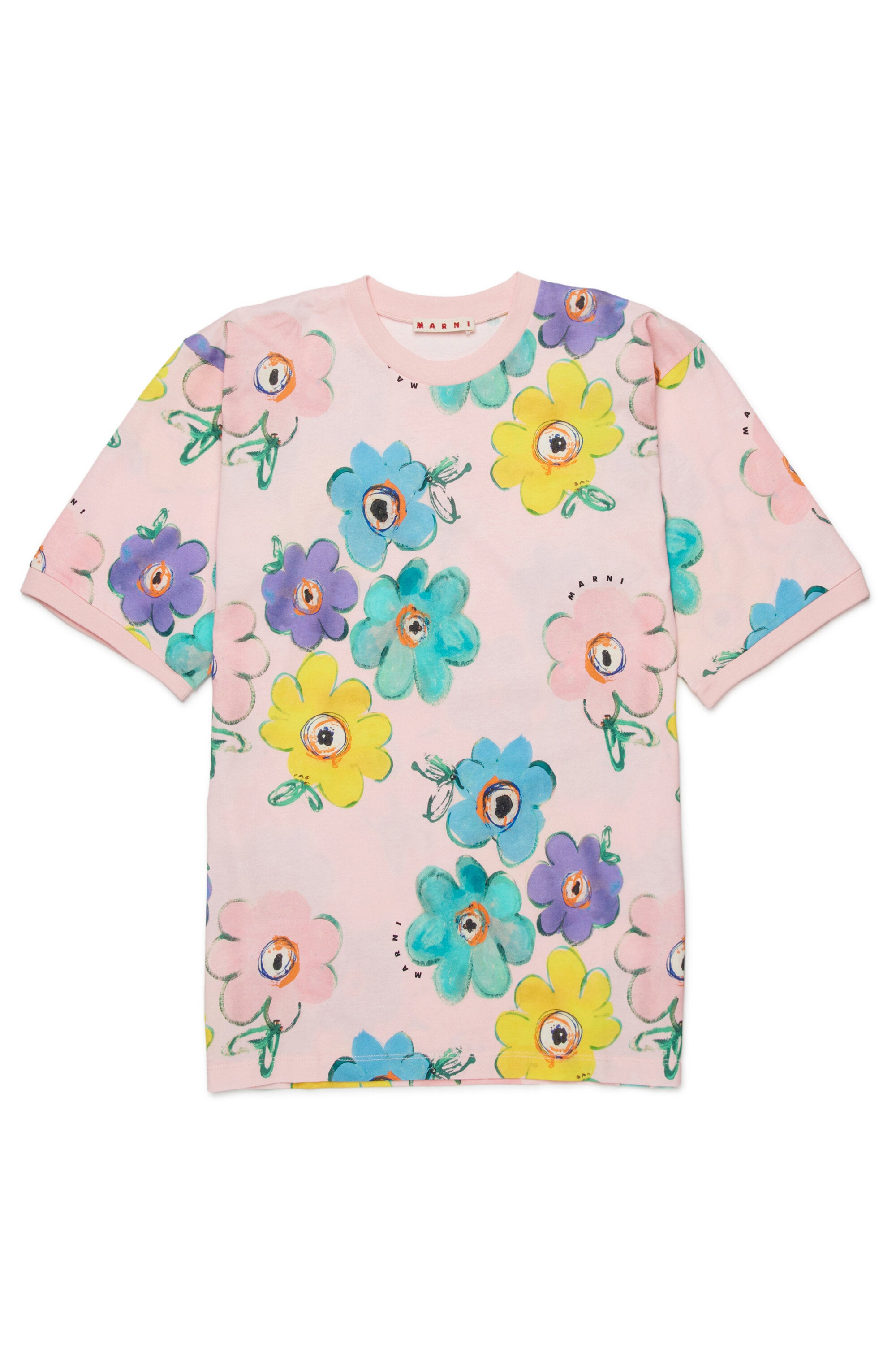 Rundhals-T-Shirt mit Blumenmuster