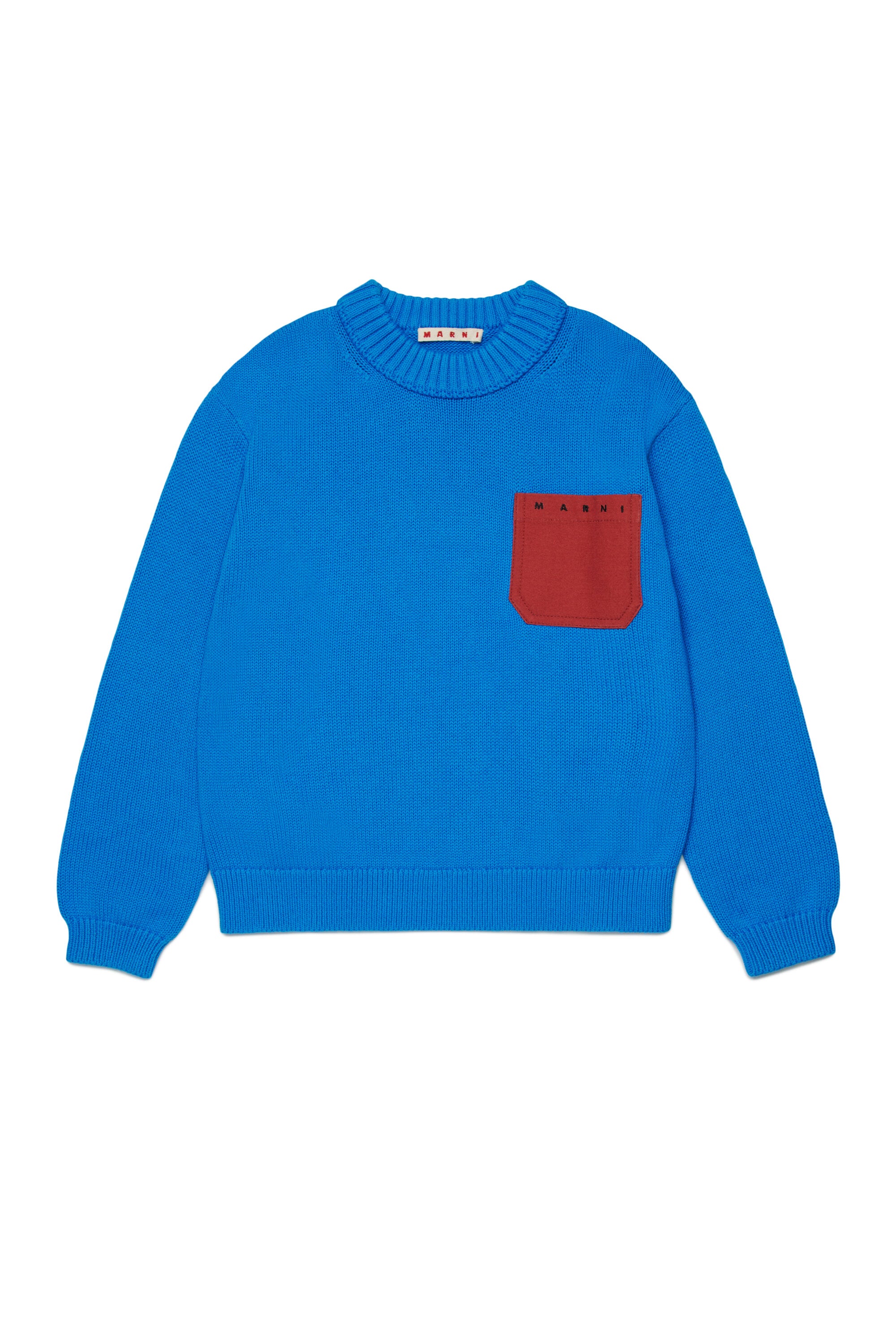 Pullover girocollo con taschino e logo
