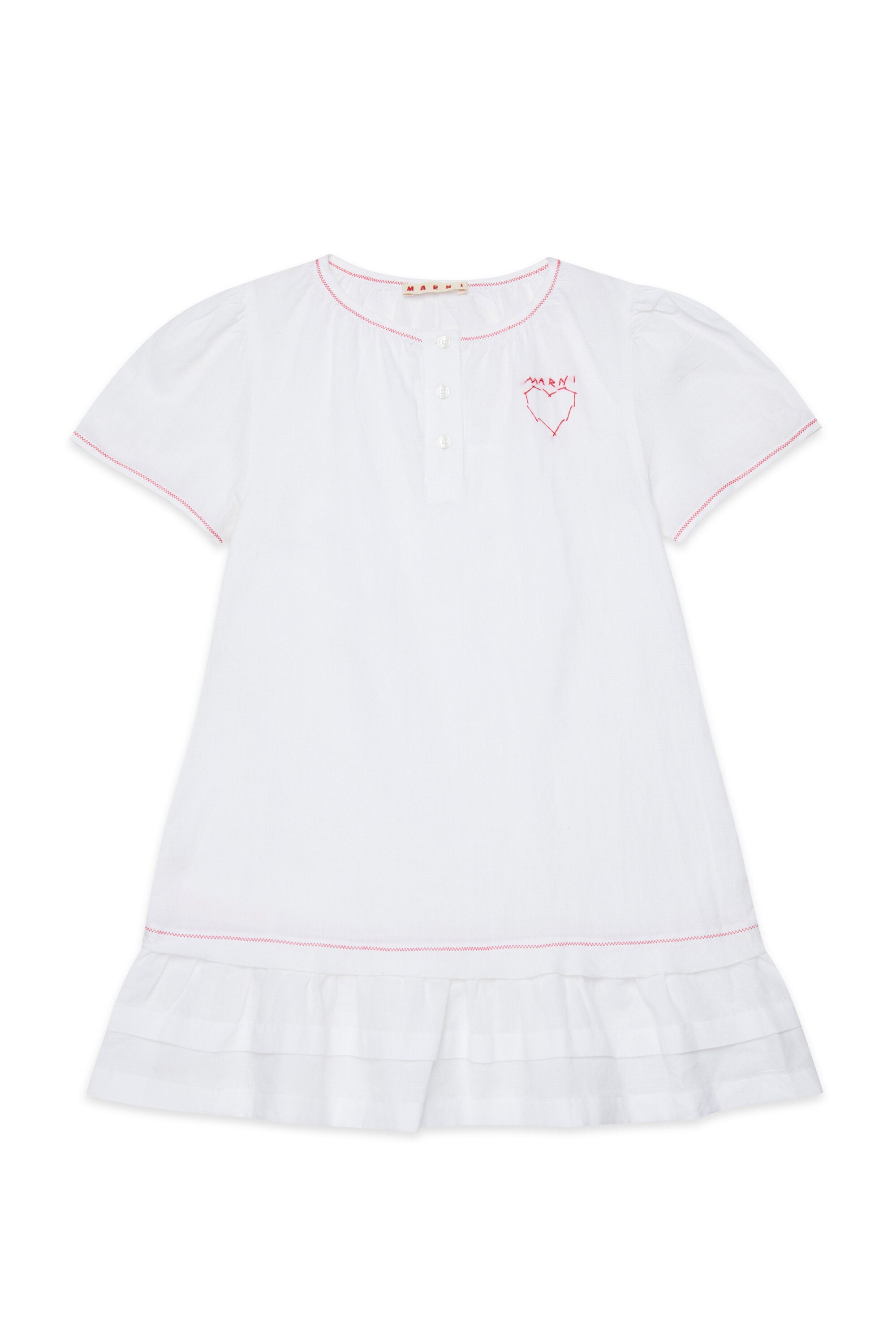 Kleid mit Herzstickerei und Rüschen