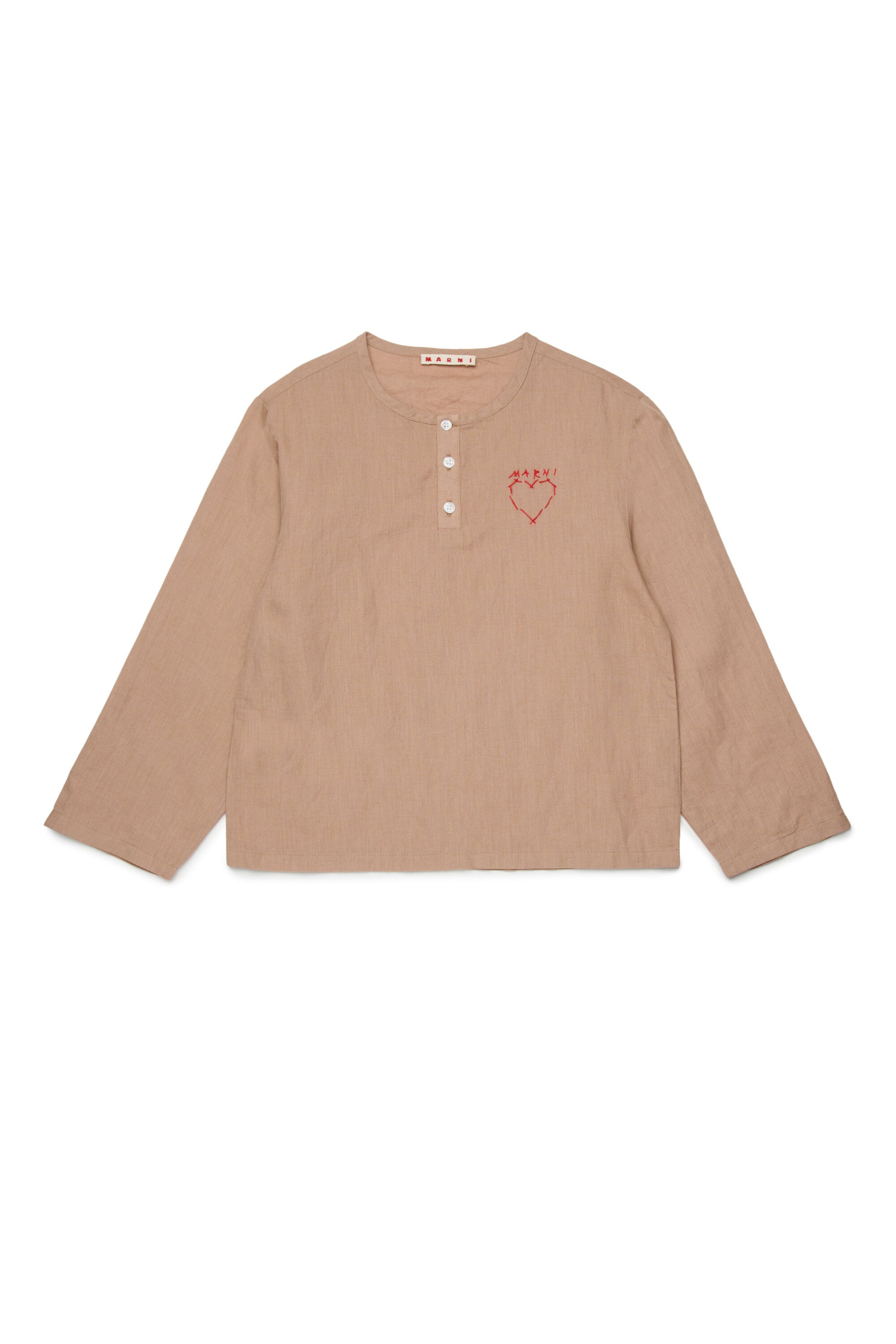 Chemise manches longues avec broderie en forme de cœur