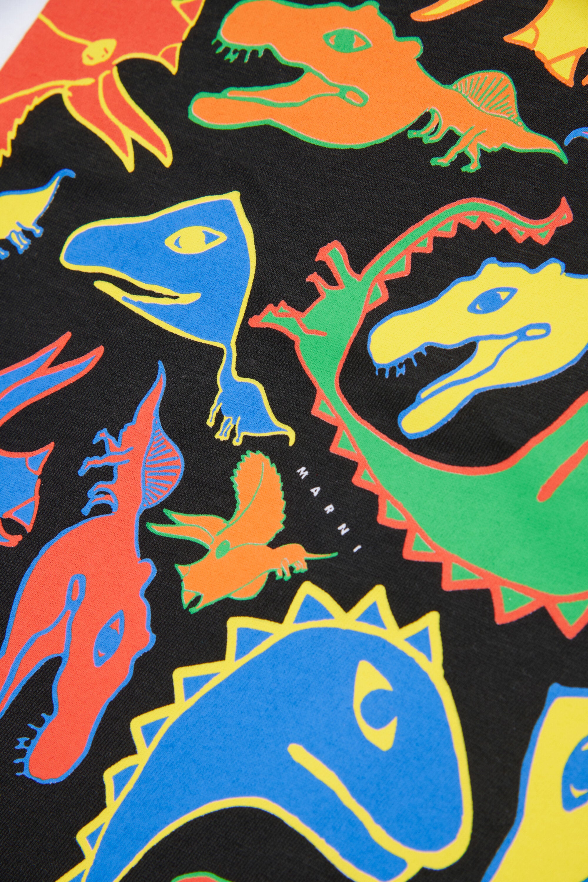 T-shirt con stampa dinosauri multicolor