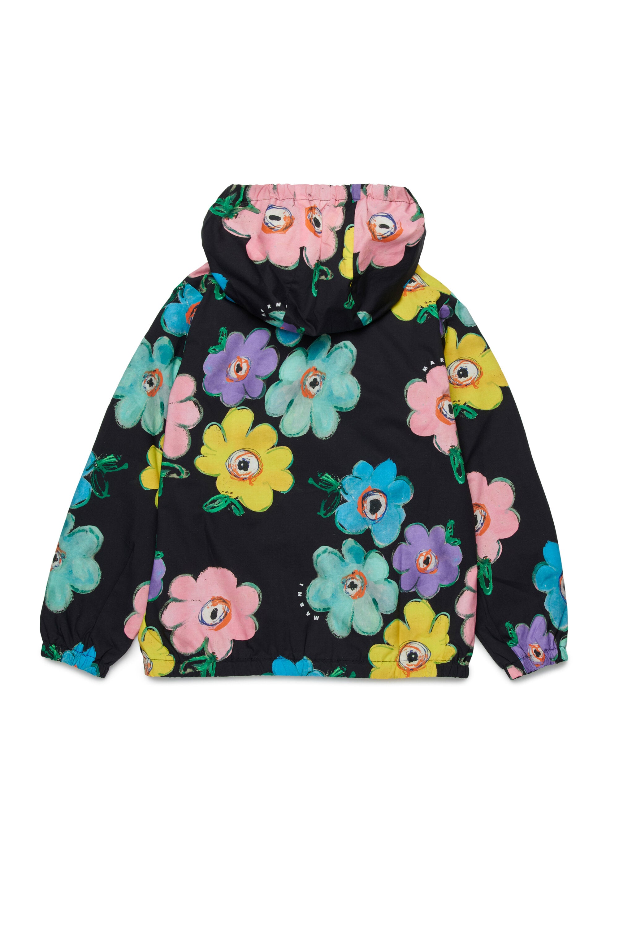 Floral windbreaker with printed logo