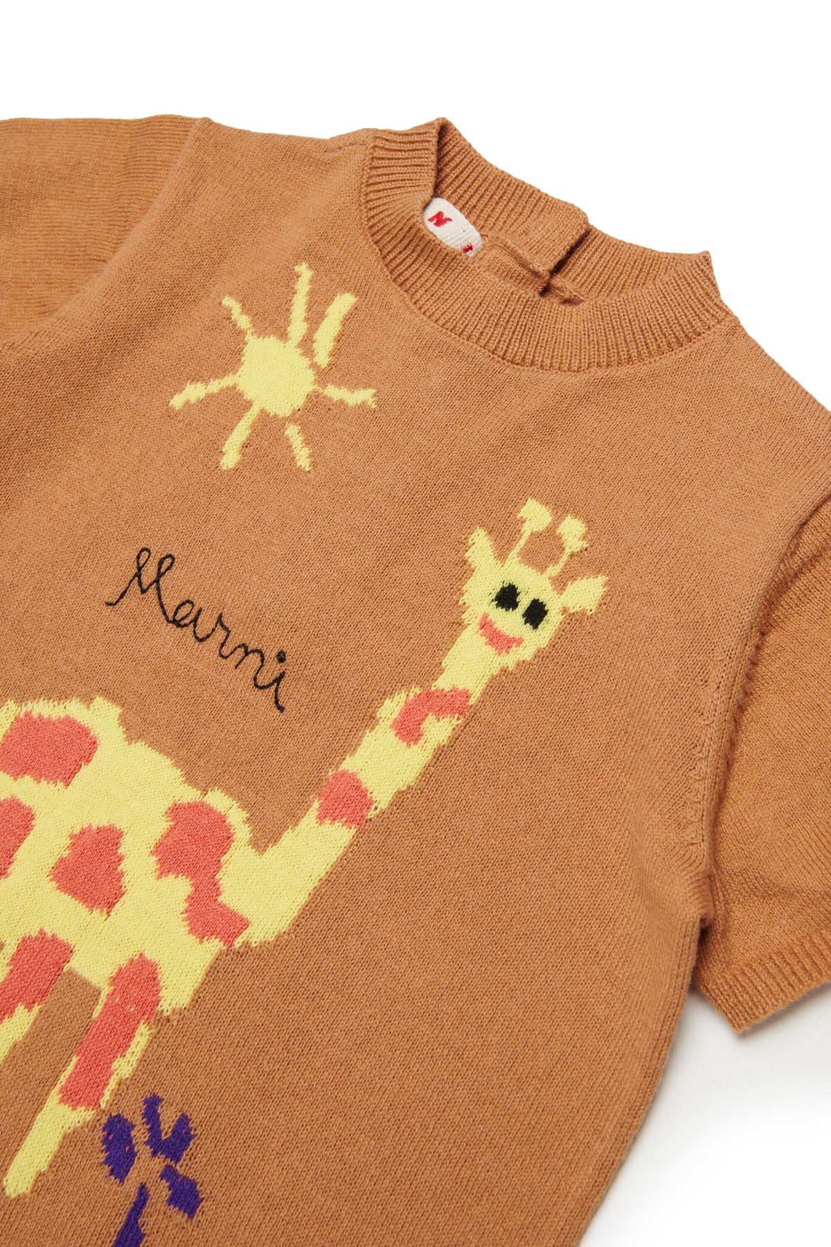 Tuta neonato con giraffa in tessuto jacquard
