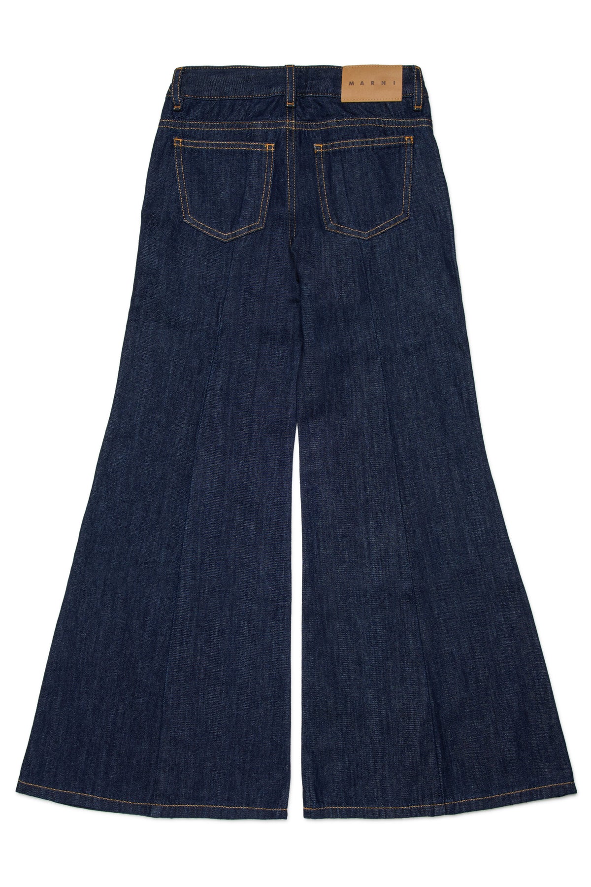 Dunkelblaue Schlagjeans mit Logo