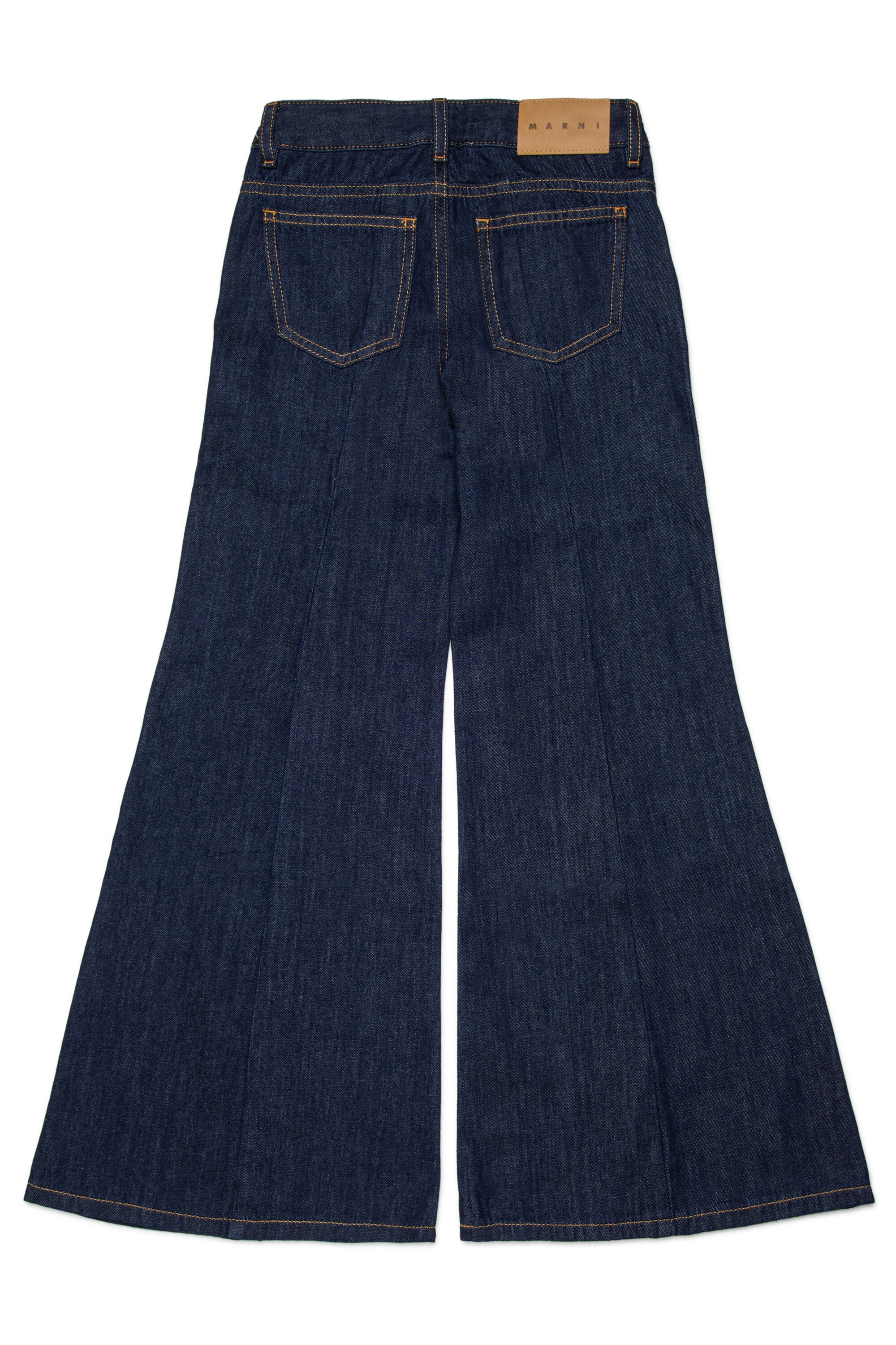 Dunkelblaue Schlagjeans mit Logo