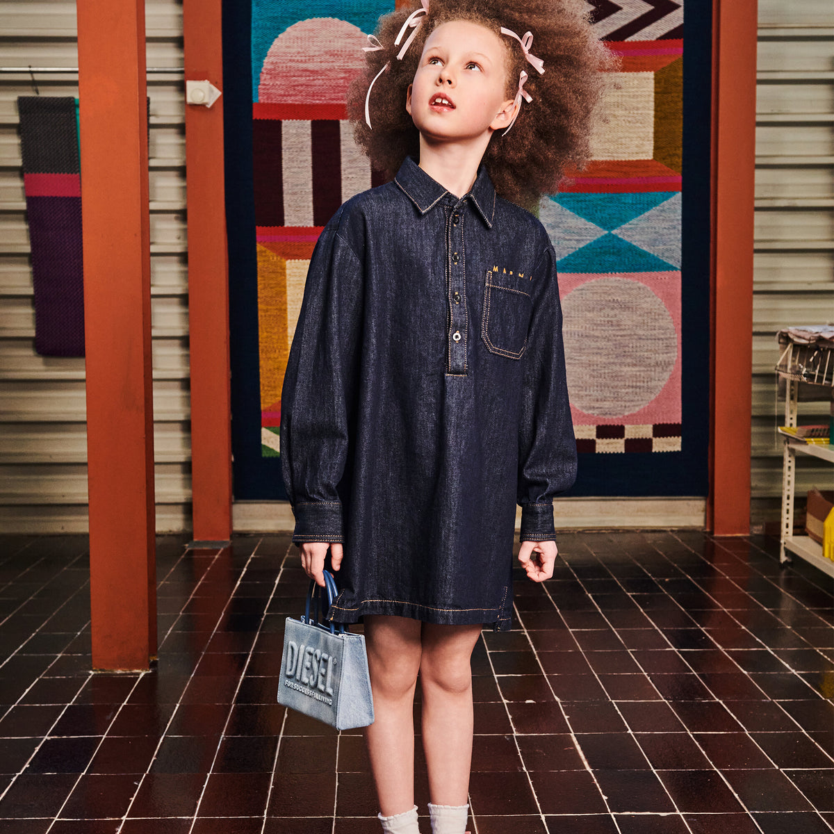 marni denim dress Girl's shirt by Fit:Long Spring‘ 26 Brown Mini Dress - and button up shirt