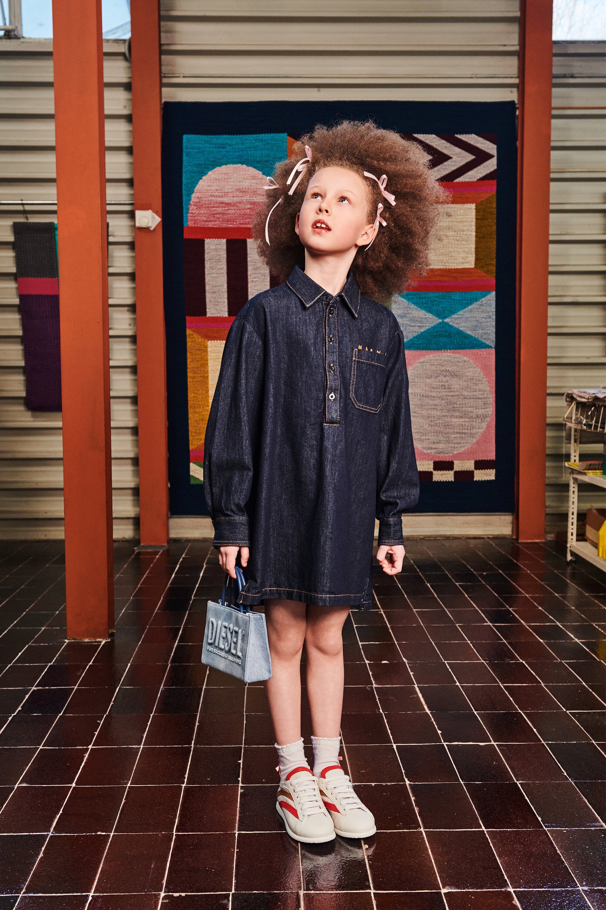 Abito denim con logo