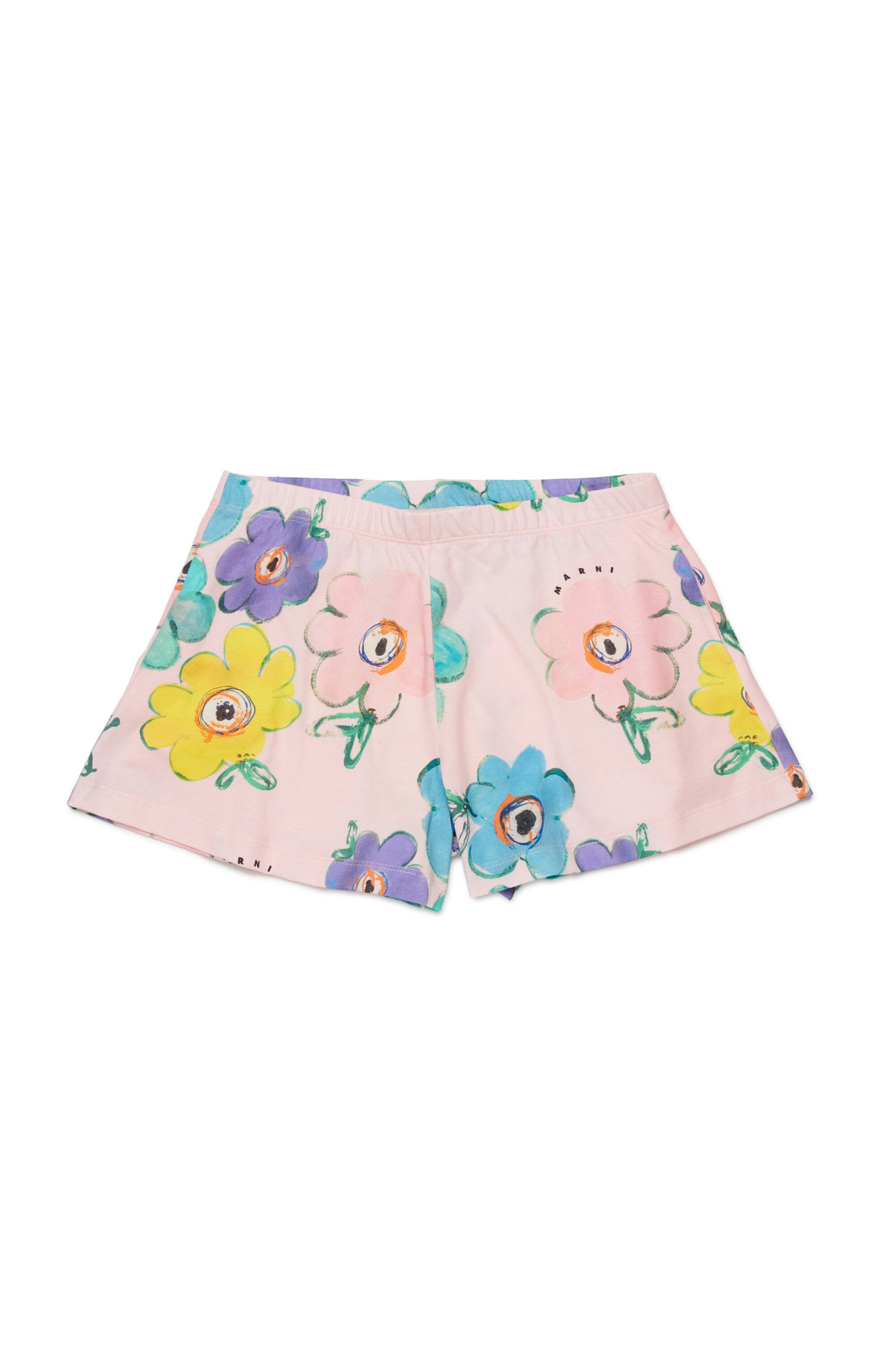 Short en molleton à motif fleuri
