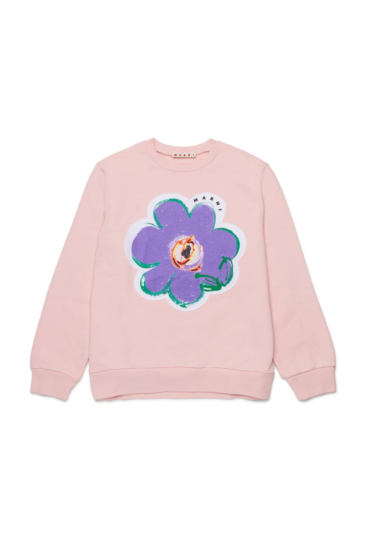 Sudadera de cuello redondo con maxi flor