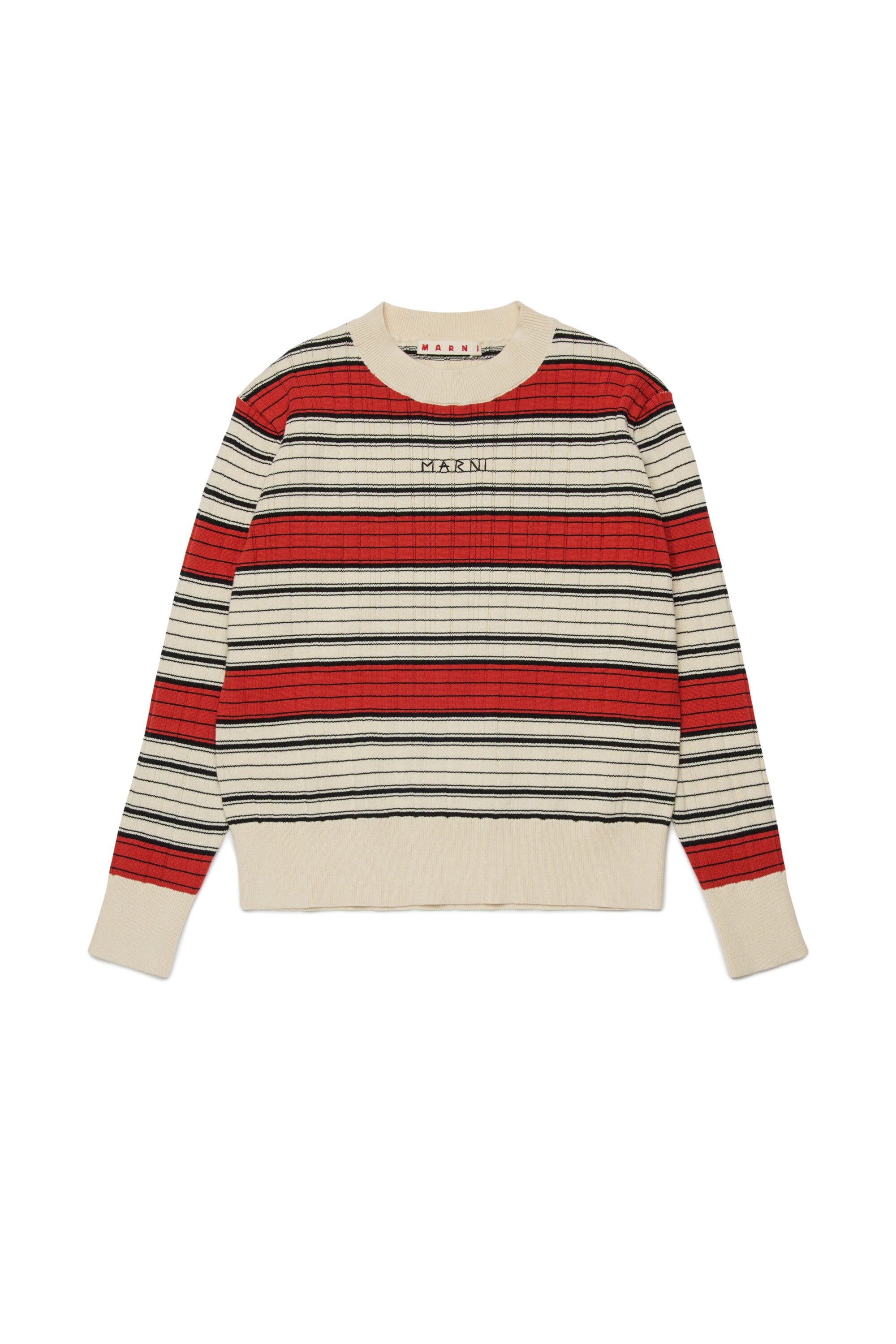 Pullover girocollo a righe con logo