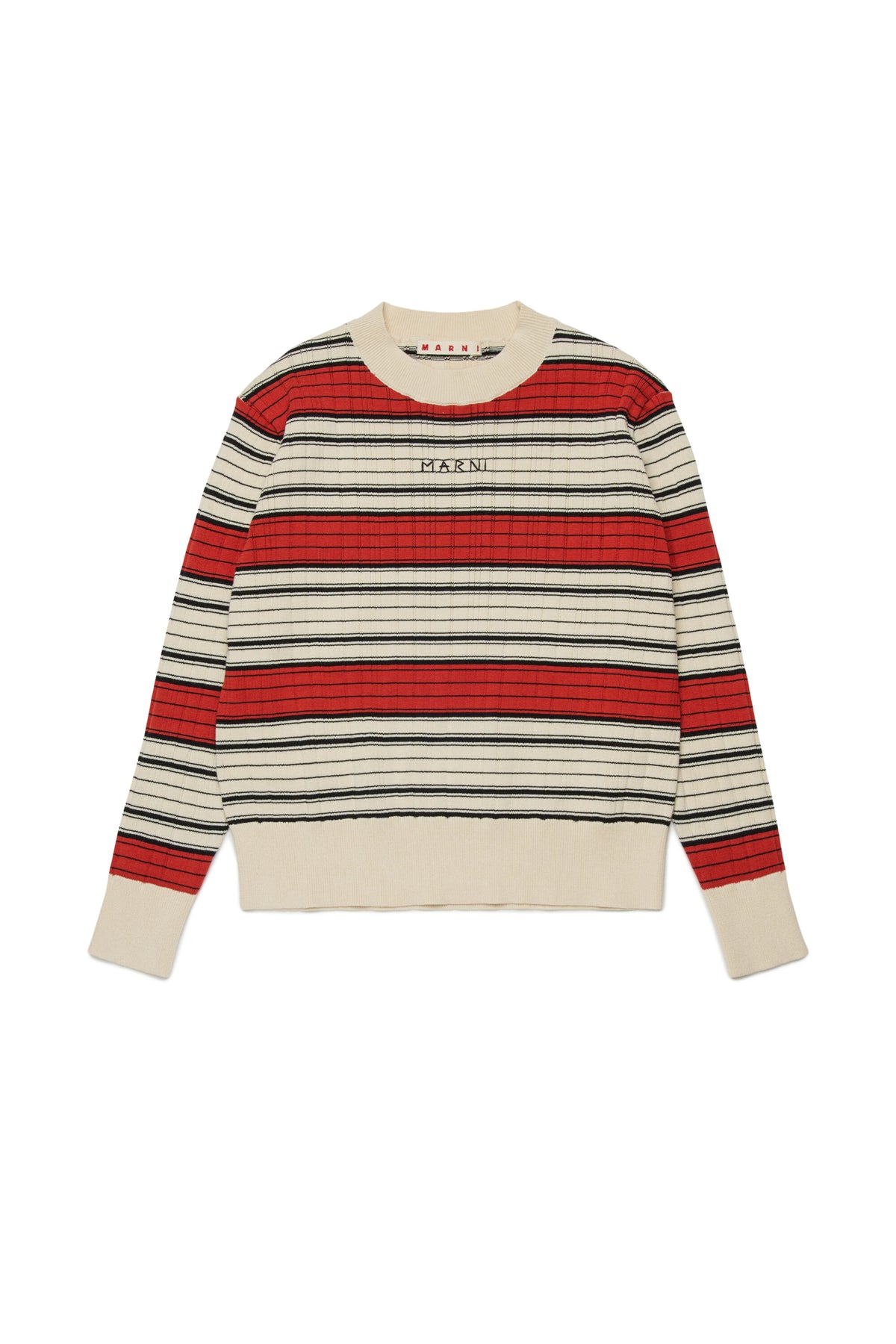 Pullover girocollo a righe con logo