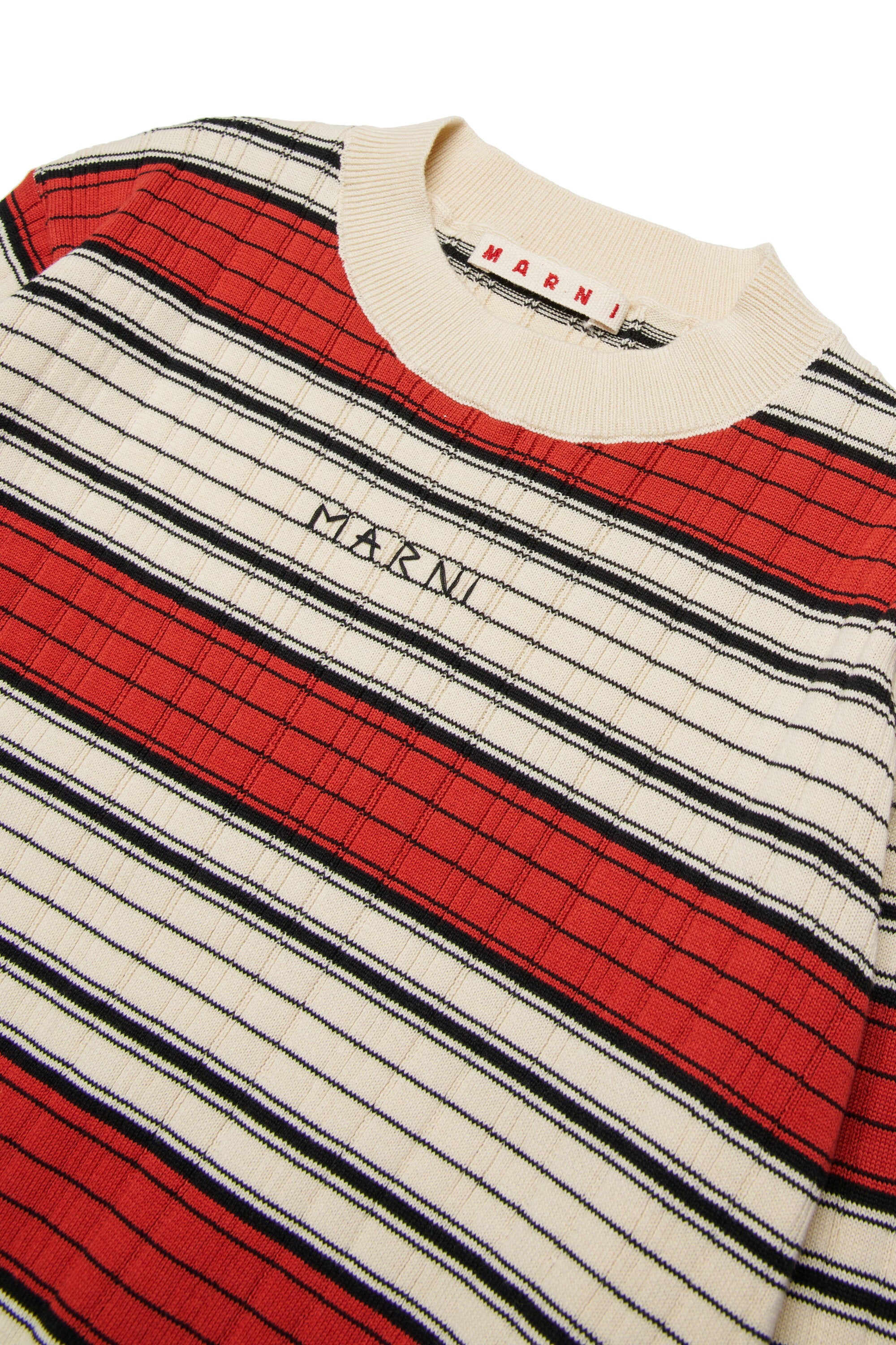 Striped crewneck sweater with logo