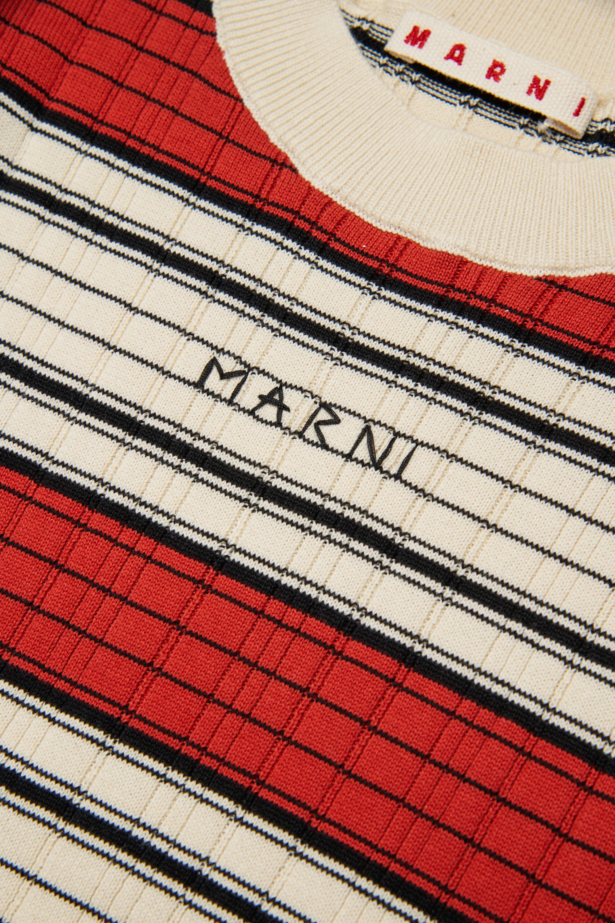 Pullover girocollo a righe con logo