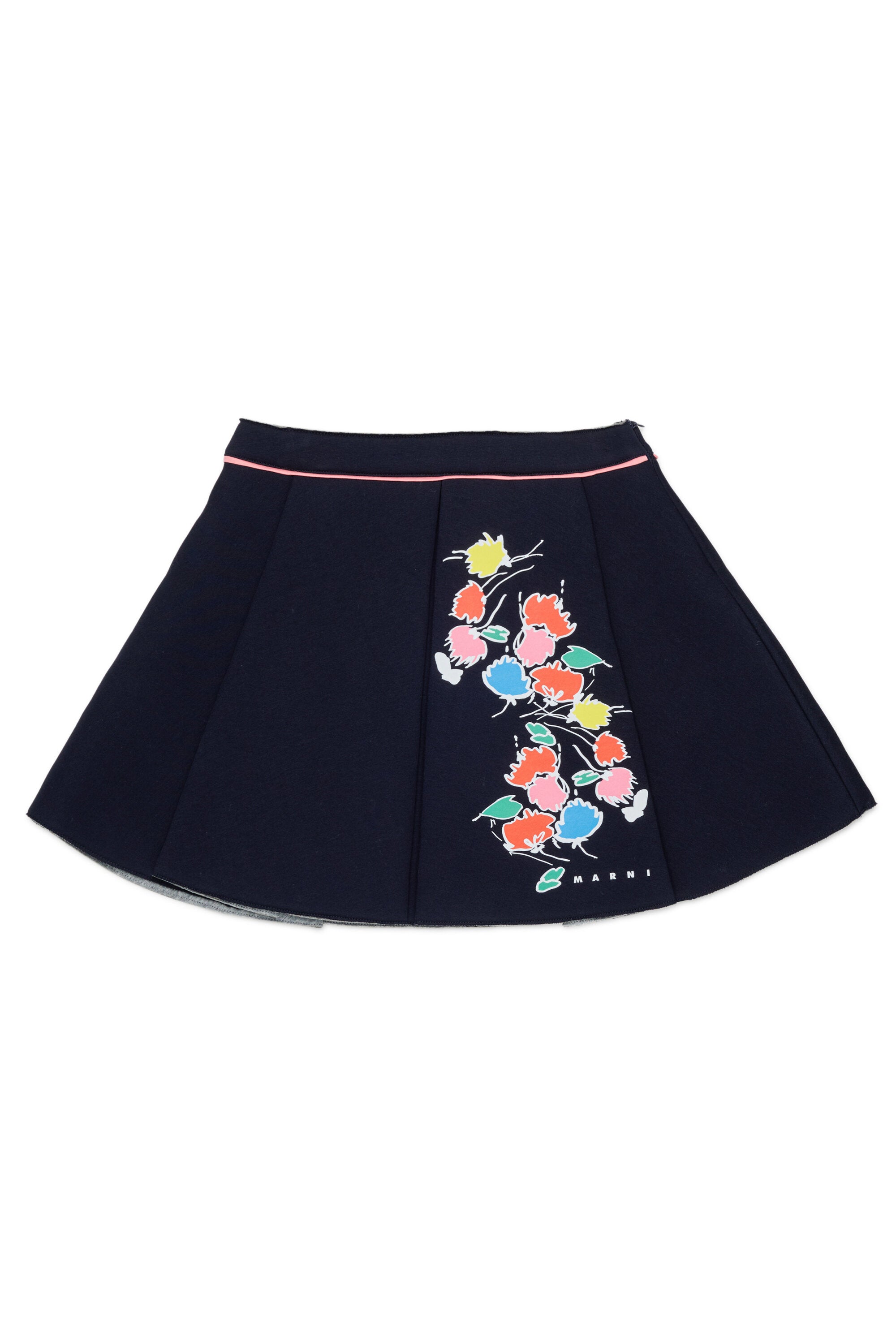 Skirt with floral print and logo