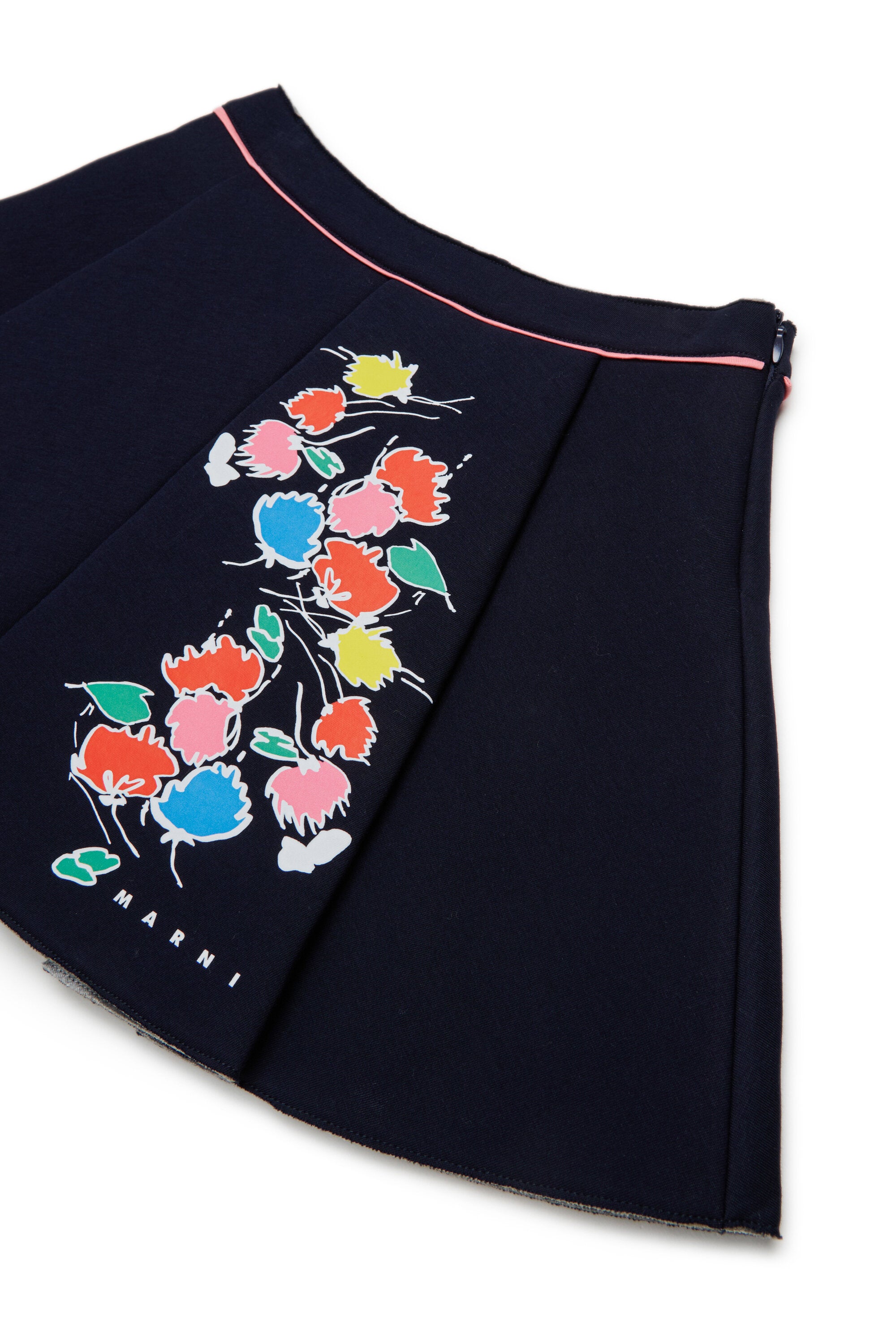 Skirt with floral print and logo