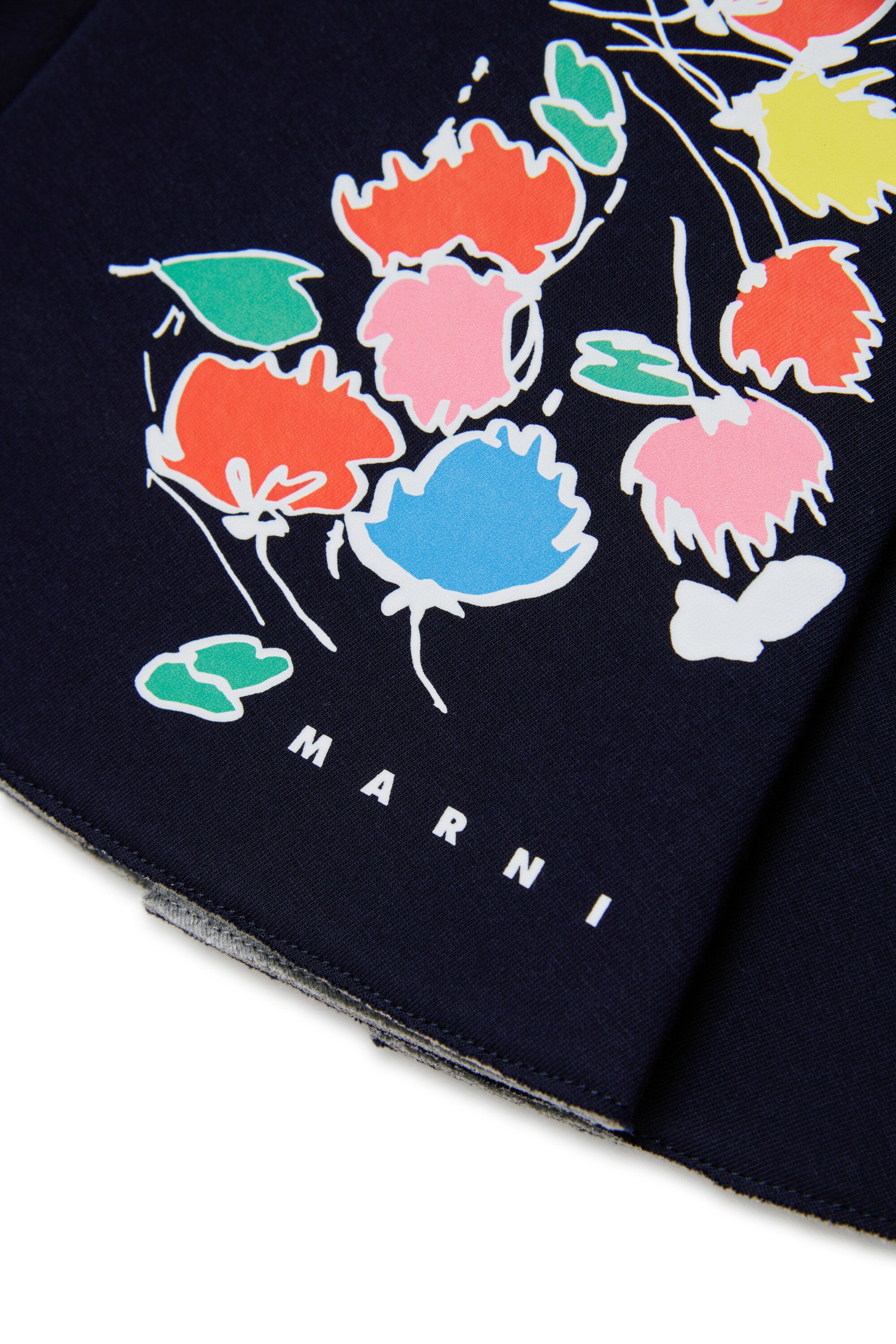 Skirt with floral print and logo