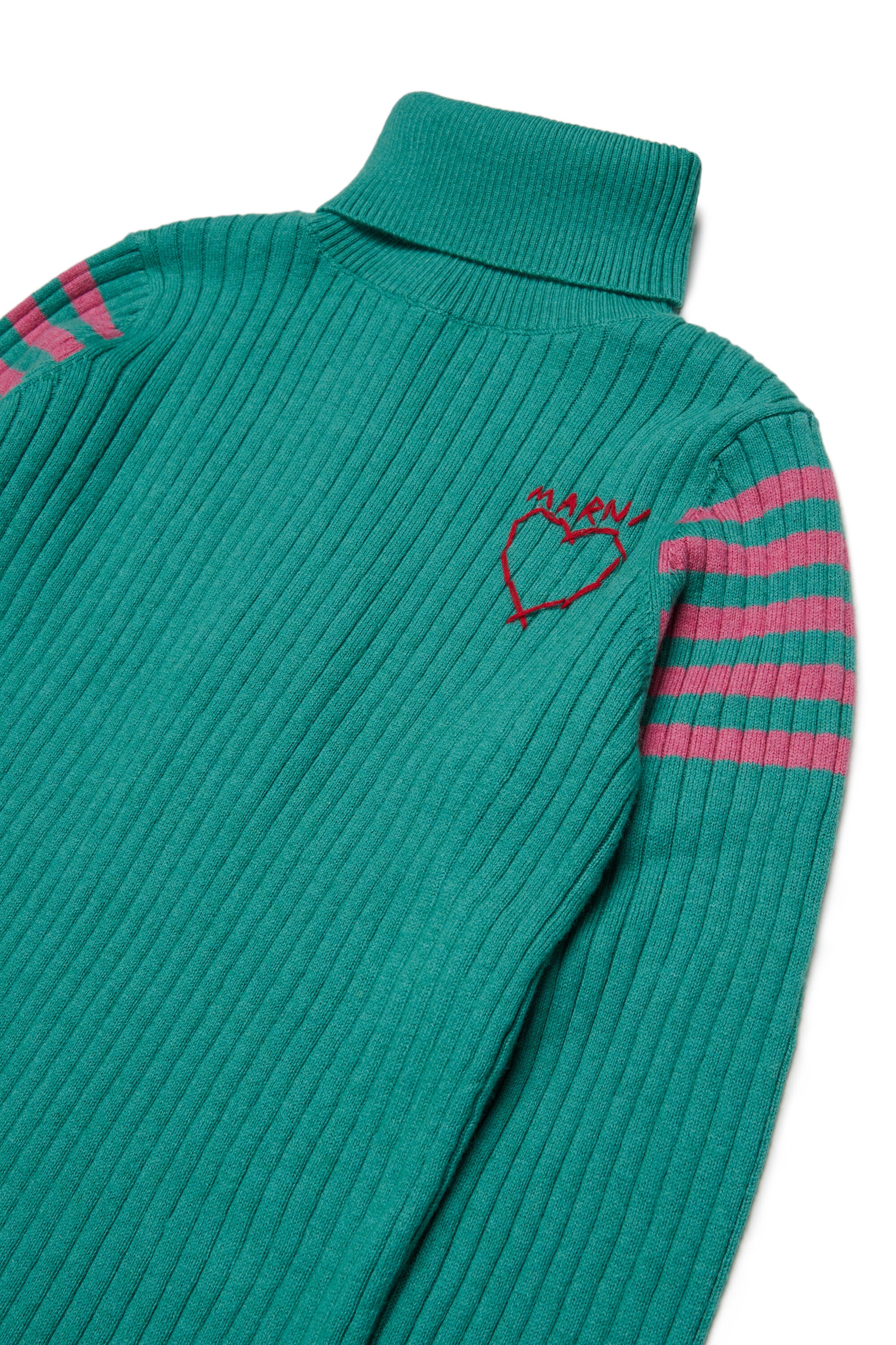 Gerippter Rollkragenpullover mit Herzmuster