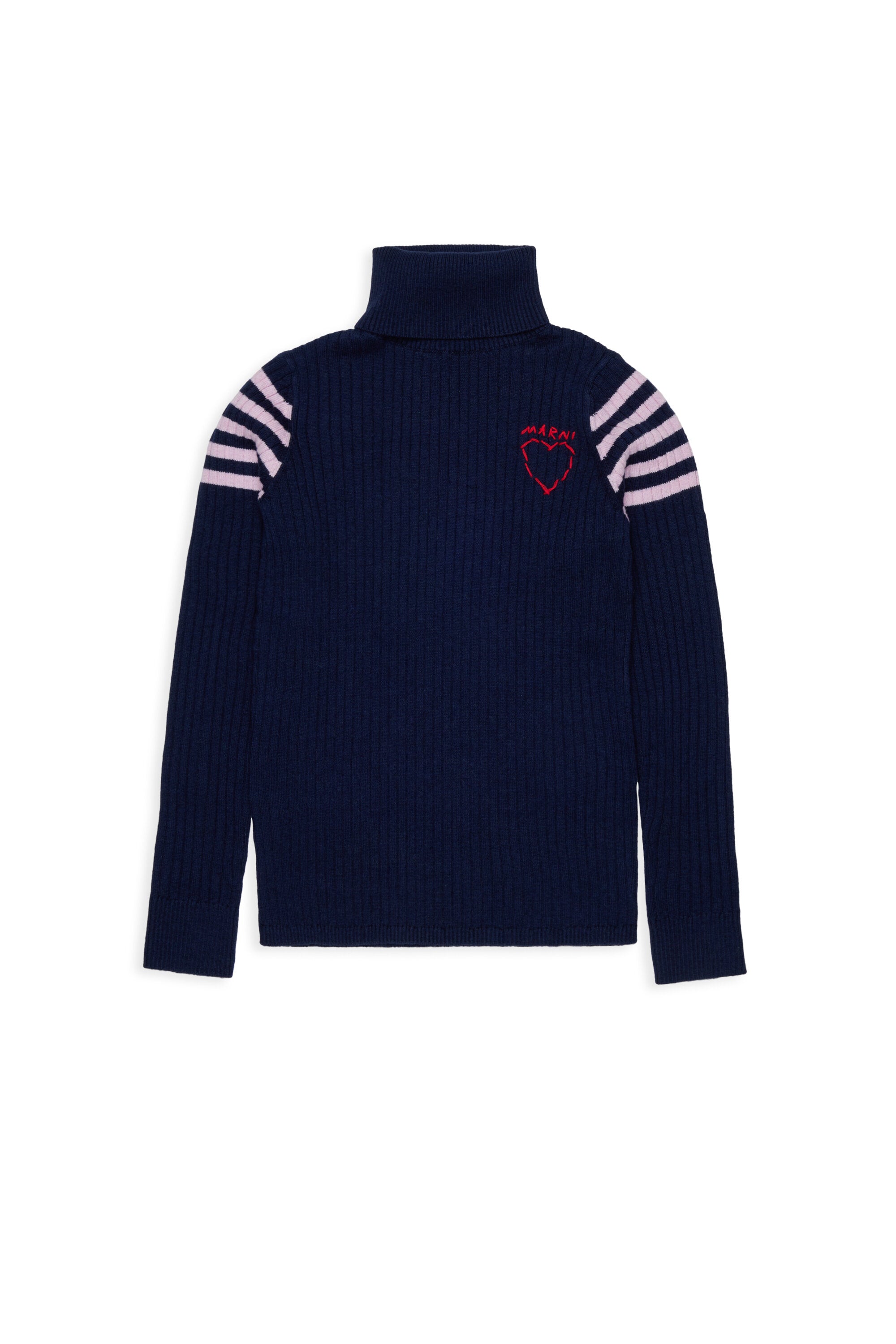 Ribbed turtleneck with heart pattern