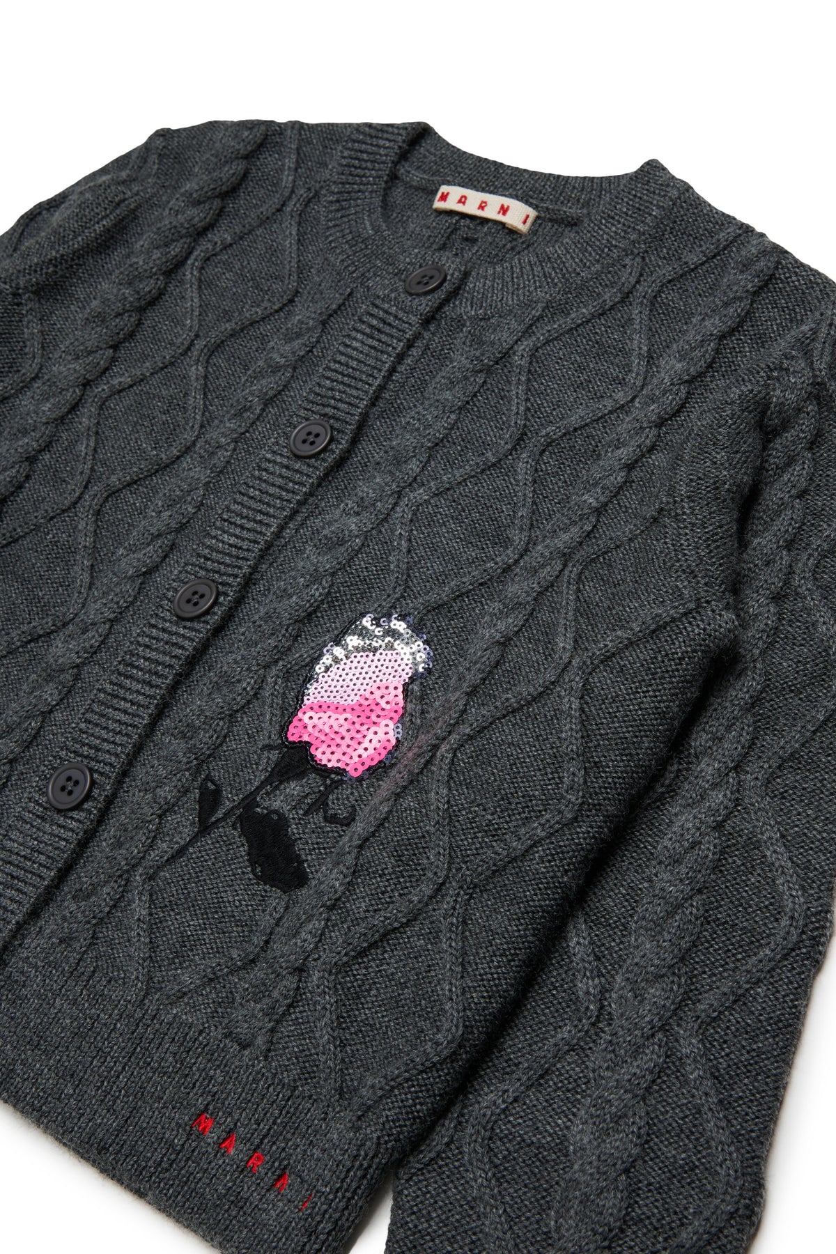 Zopfmuster-Cardigan mit Logo