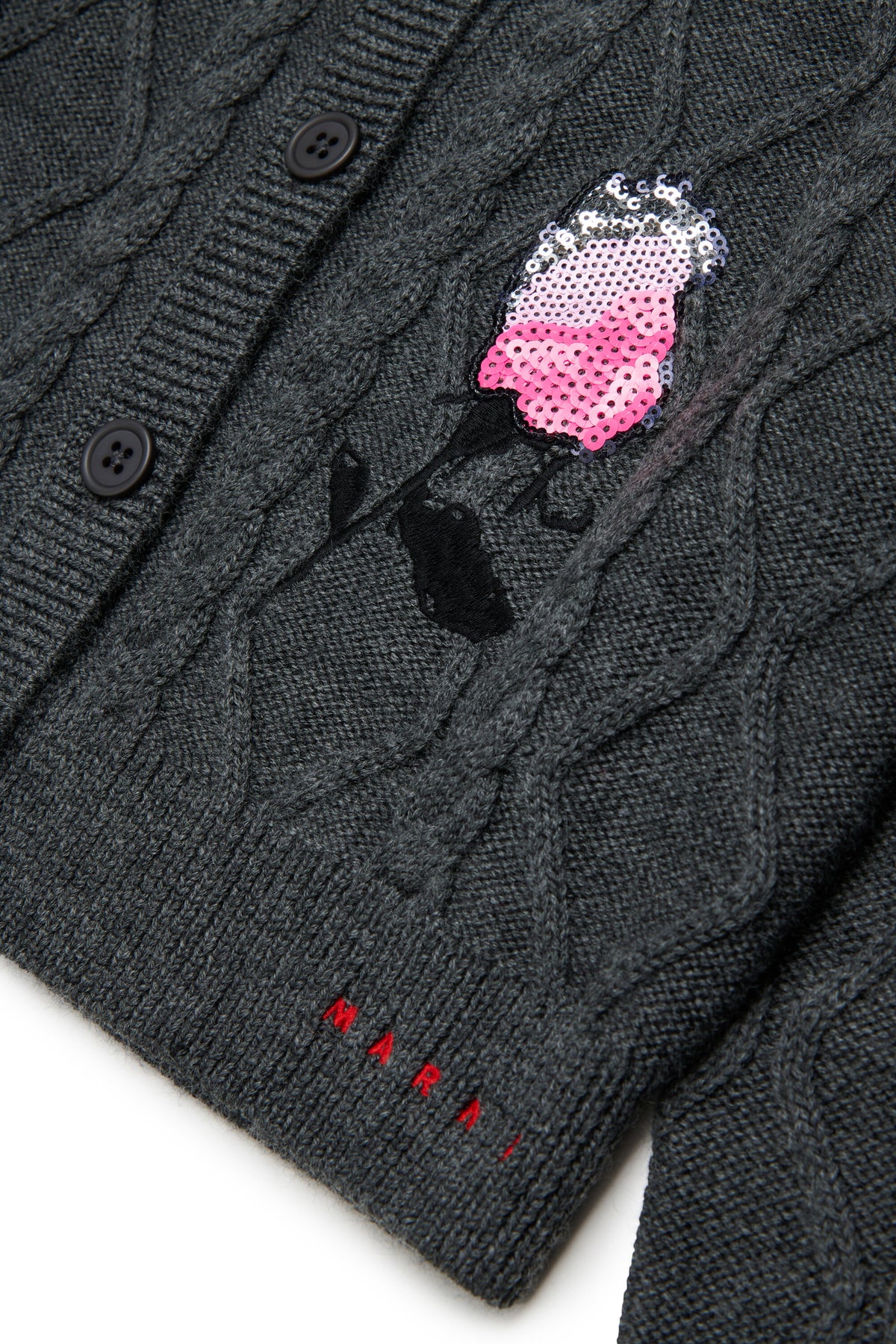 Zopfmuster-Cardigan mit Logo