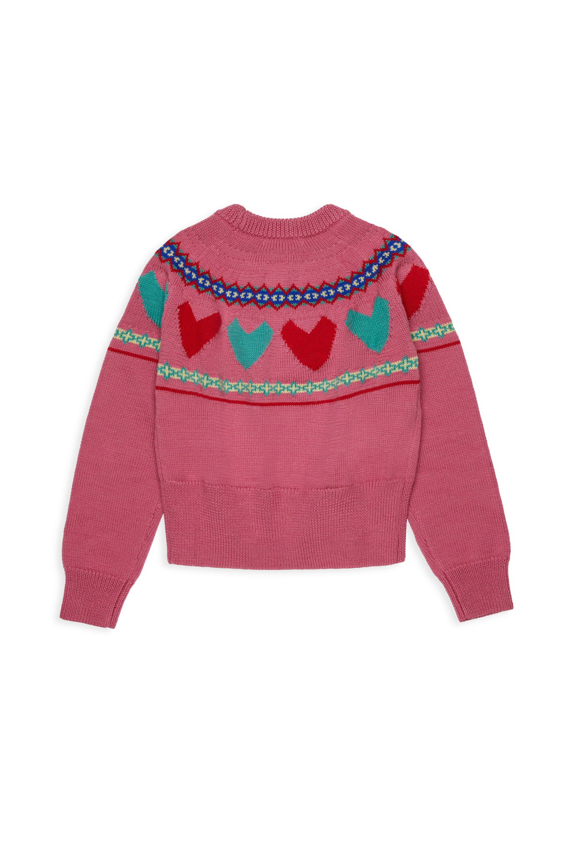 Rundhalspullover mit Jacquard-Herzen