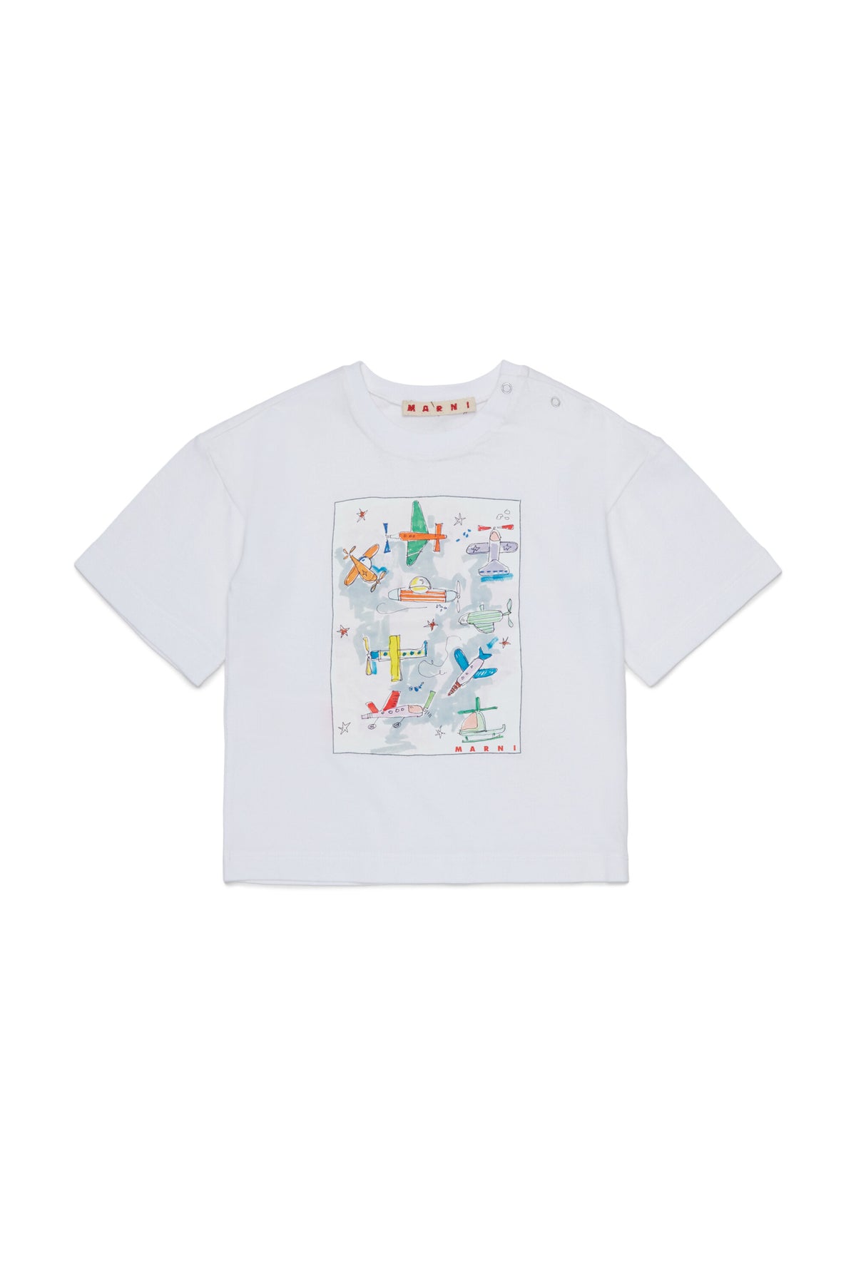T-Shirt mit Flugzeug-Print und Logo