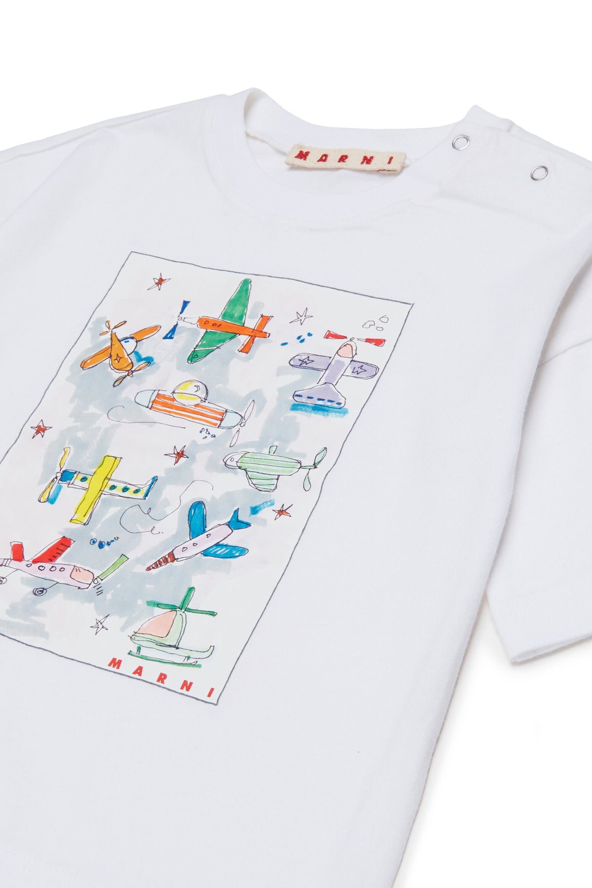 T-Shirt mit Flugzeug-Print und Logo