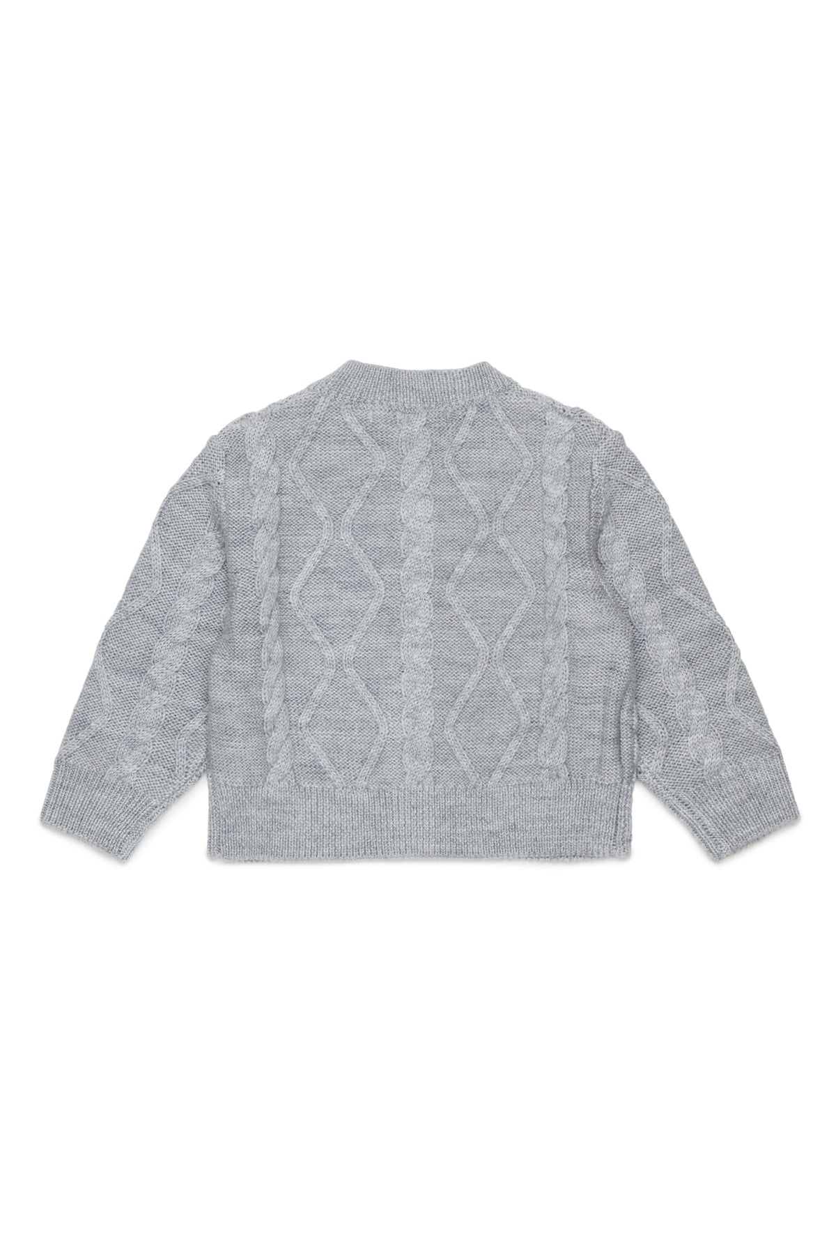 Cardigan mit Zopfmuster und floralen Stickereien