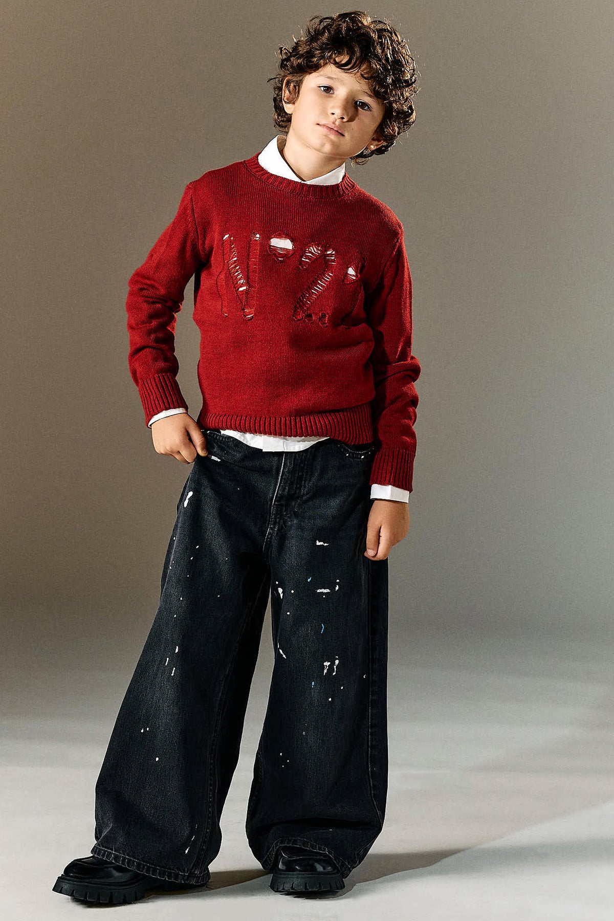 Jeans corte acampanado efecto usado