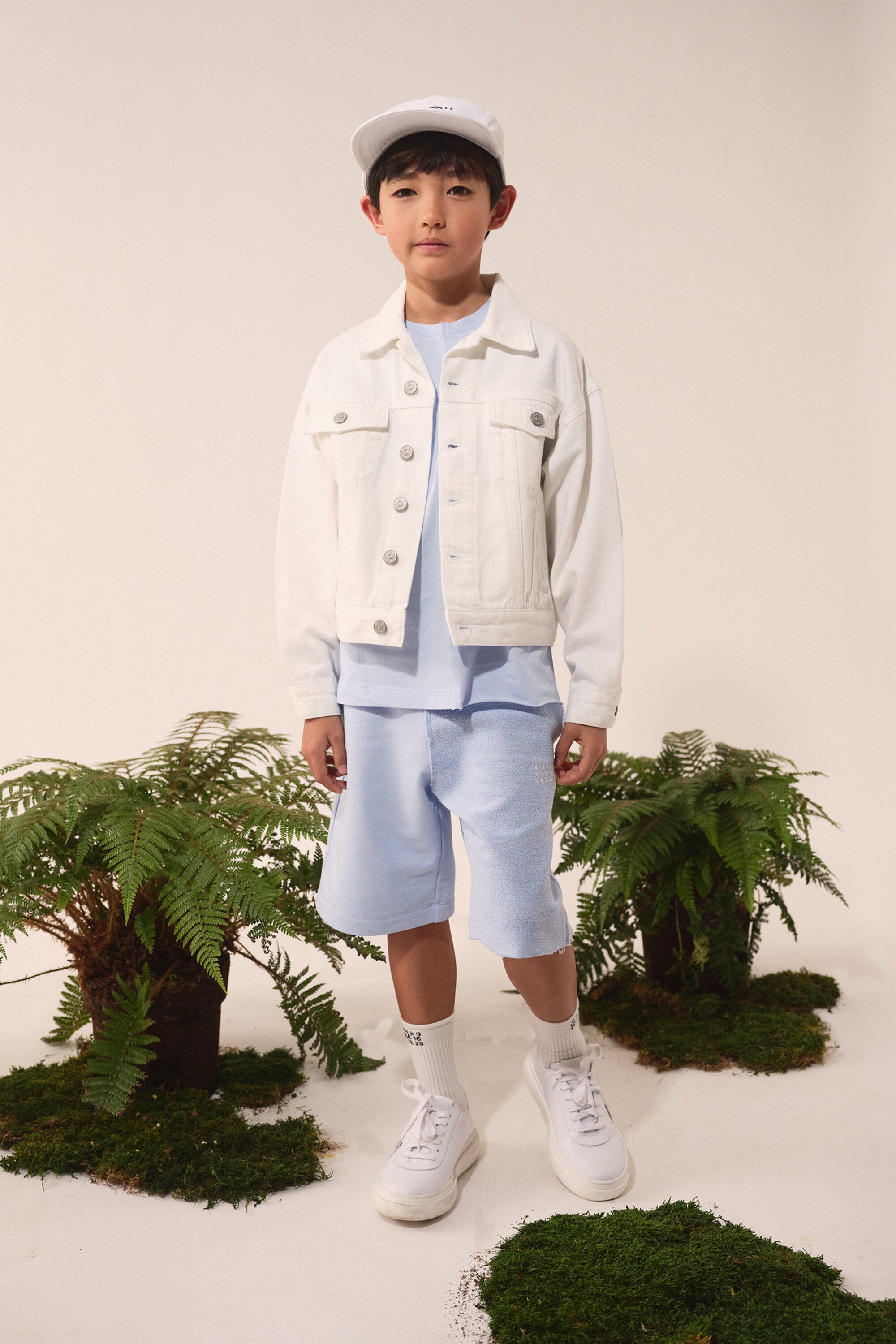 Branded white denim jacket