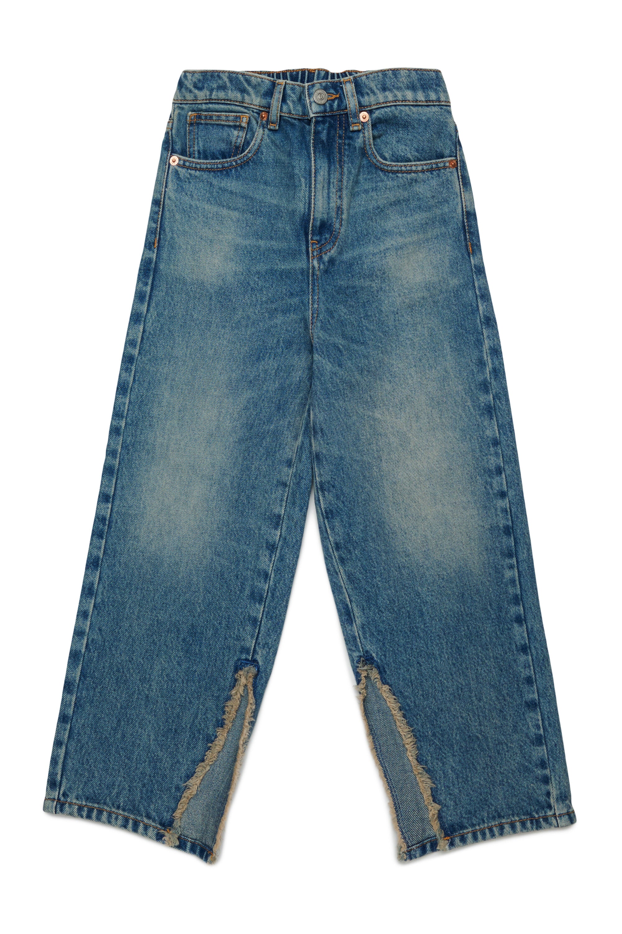 Mittelblau schattierte regular jeans mit Schlitz
