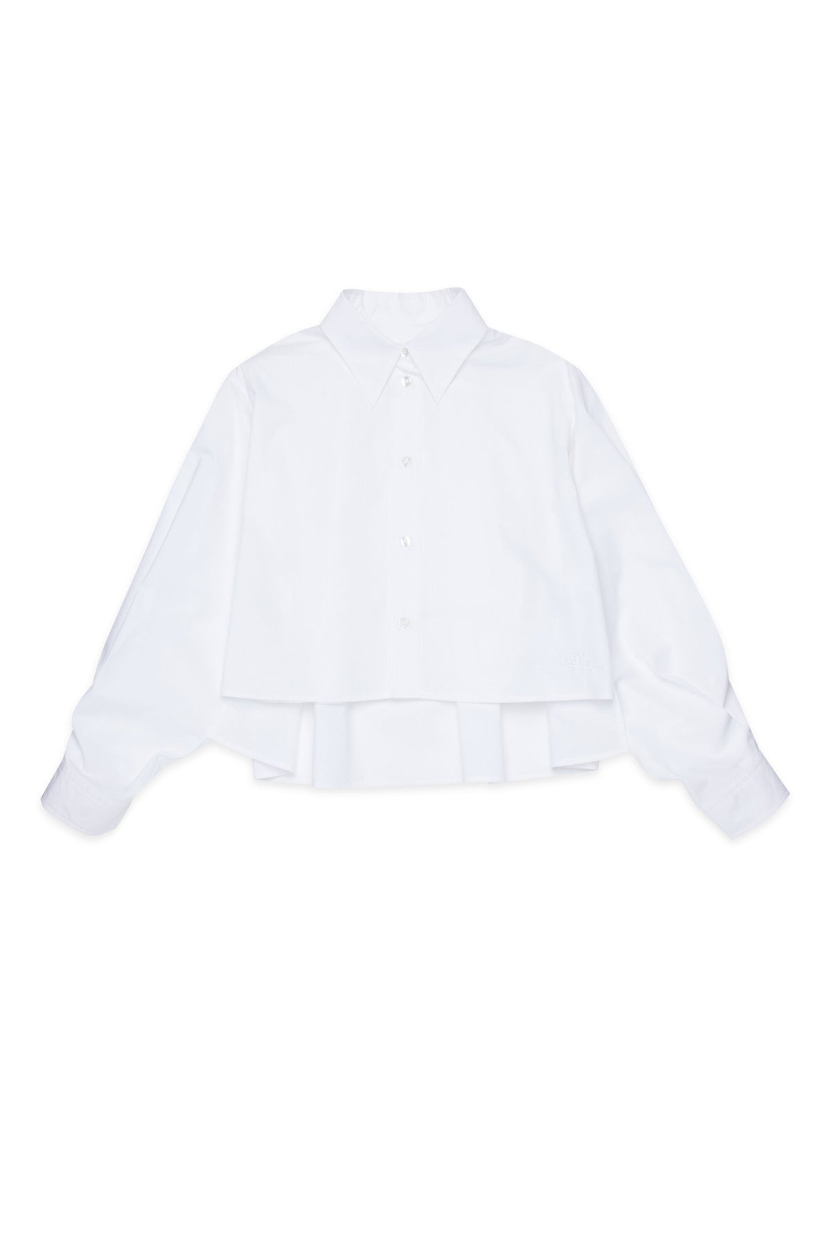 Camicia cropped in popeline con plissè sul retro